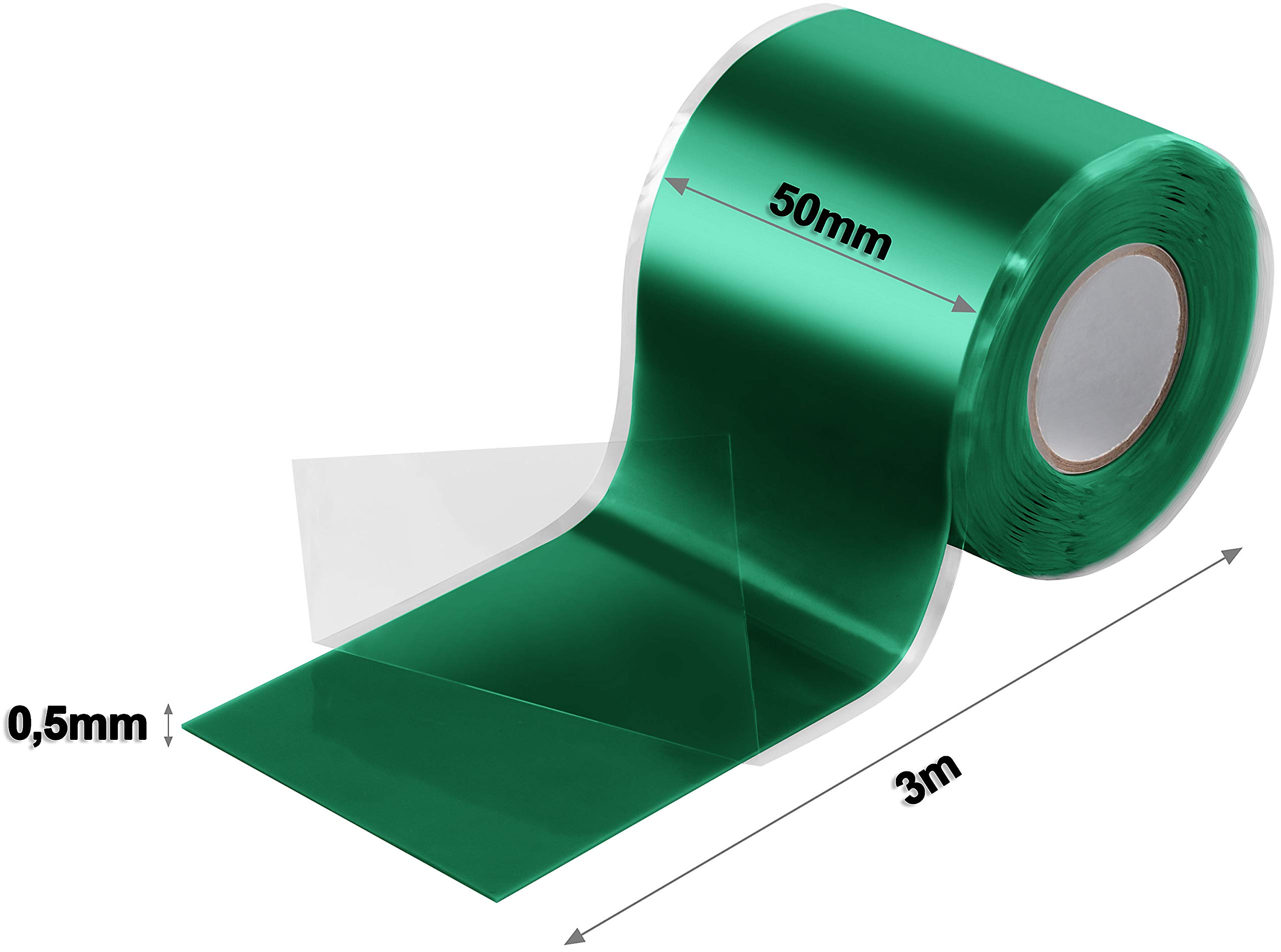 POPPSTAR 3m Self-Fusing Silicone Band, Silicone Tape, Repair Tape, Electrical Tape and Sealing Strip (water-tight, air-tight), 50mm wide, green - Image 2