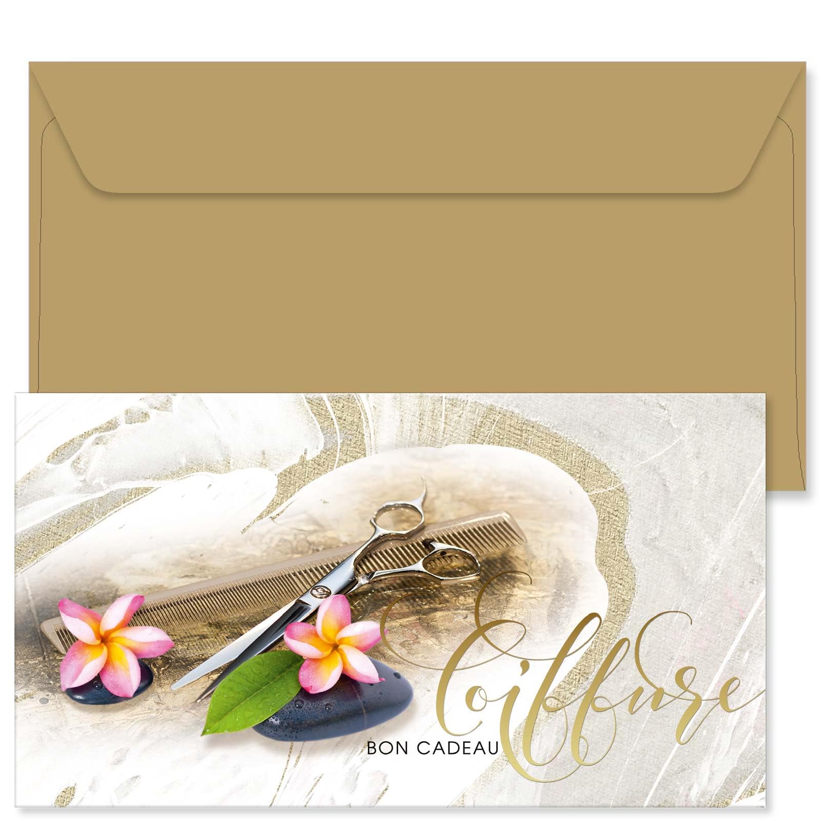 POS BON - 100 bons cadeaux à remplir avec enveloppe - formulaires imprimés pour des salons de coiffure K1202F1-100-V1