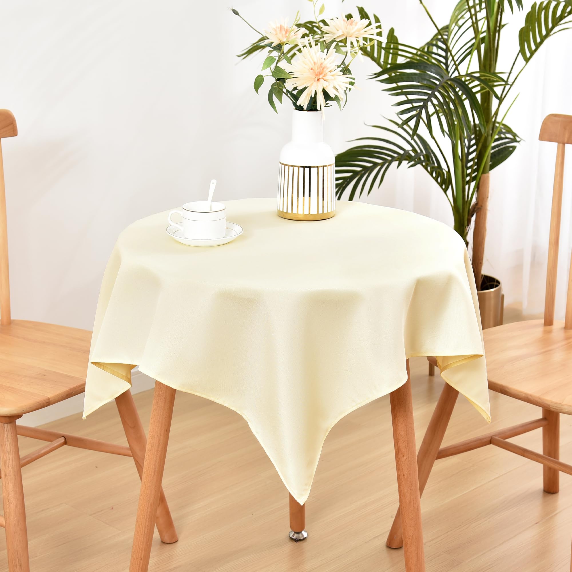 Wolkemer Small Square Tablecloth 36x36 Inch Washable Fabric Table Cover - Ivory Tabletop Decoration for Nightstand, Bedside Table โ image 1