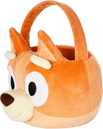 Spirit Halloween Bluey Bingo Treat Basket, Officially Licensed, Plush Trick 'r Treat Bucket, Unisex Adult, One Size Fits Most Standard, Multicolor