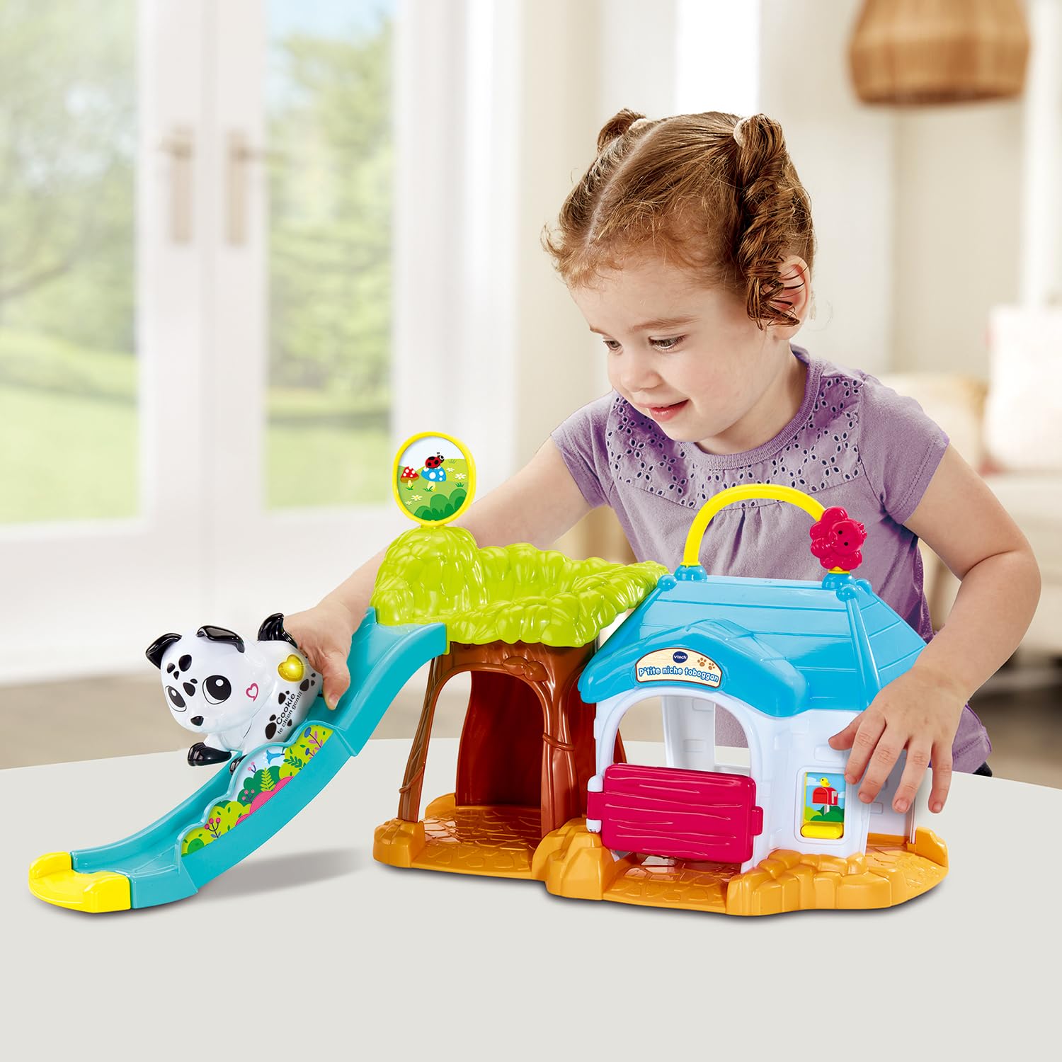 VTech - Tut Tut Animo Bisous P’tite Niche Toboggan - Niche Chien Jouet avec Cookie, Le Chien Gentil - Motricité Fine - Cadeau Enfant de 1 an à 5 Ans - Contenu en Français