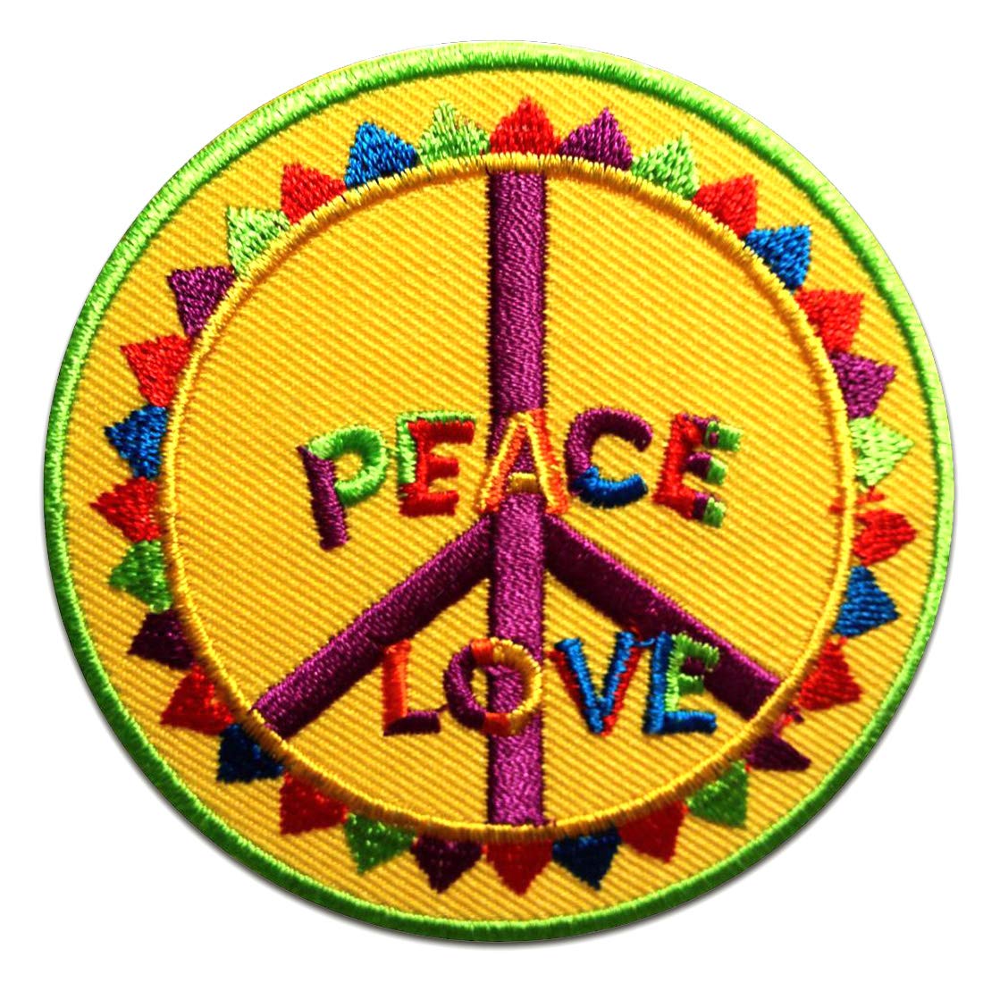 Patch Thermocollant Peace Love Hippie - Symbole 70s Rasta Reggae - Dimensions 7,5 Cm - Idéal Veste, Sac, Jean