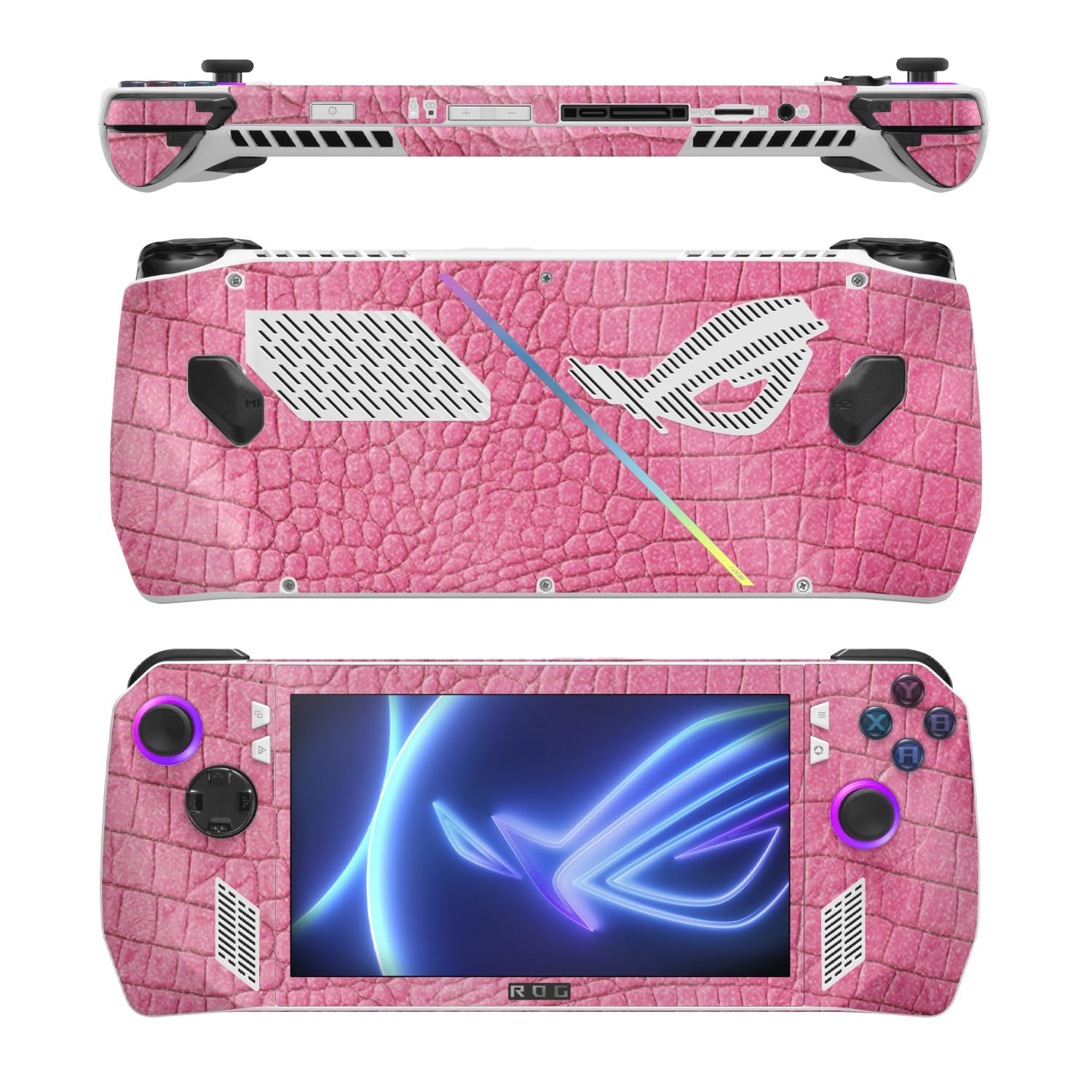 MightySkins Glossy Glitter Skin Compatible with Asus ROG Ally - Pink Gator Skin | Protective, Durable High-Gloss Glitter Finish | Easy to Apply