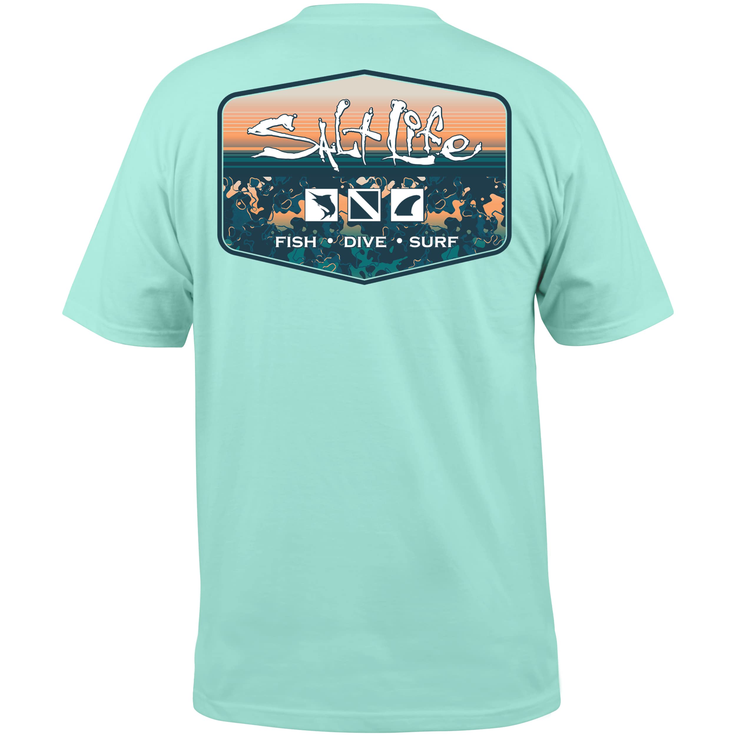 Salt Life Men's Standard Liquid Depth Badge Short Sleeve Pocket Crew Neck Tee