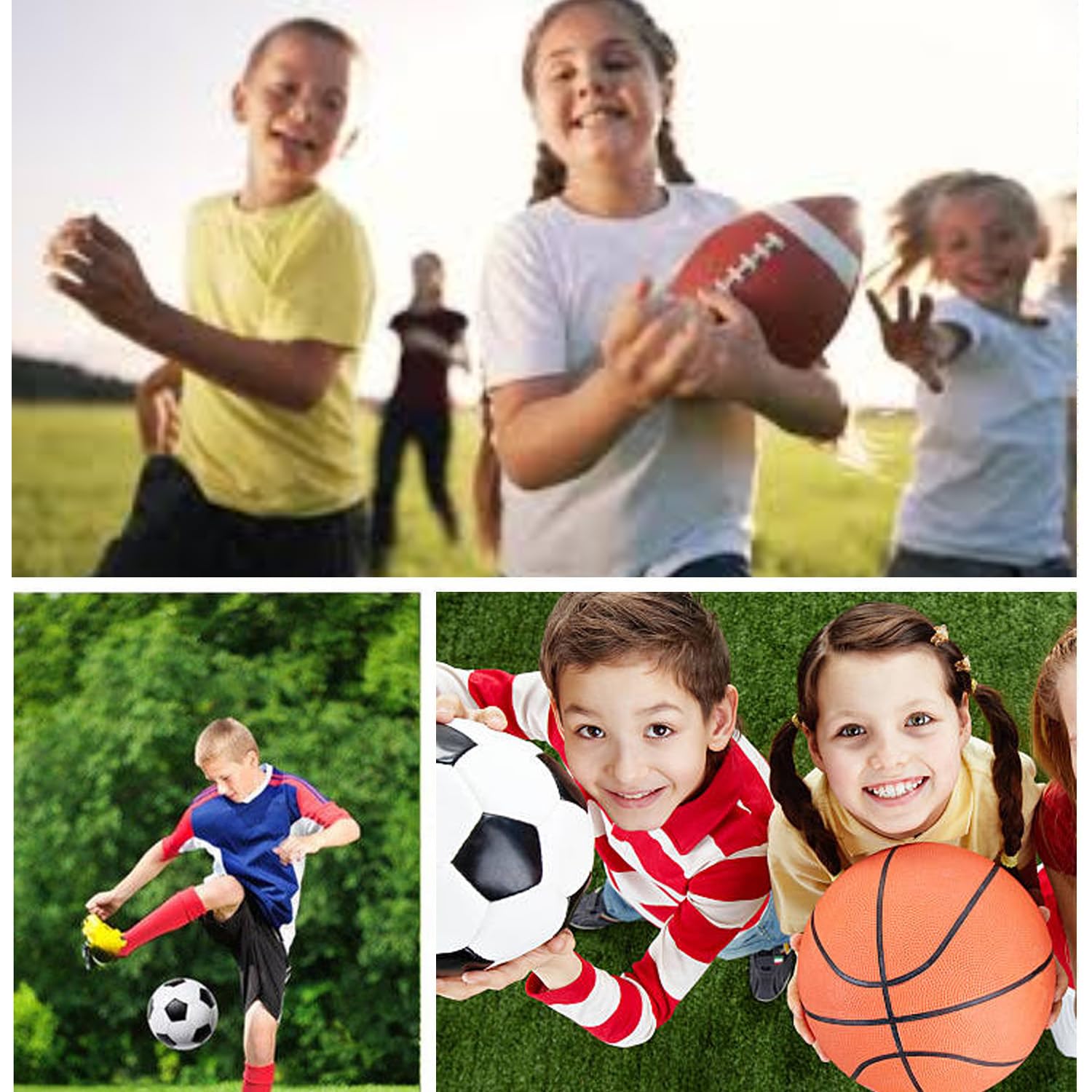 Juego de pelotas deportivas de 3 piezas, incluye baloncesto tamaño 5, pelota de fútbol talla 4, fútbol y bomba de fútbol tamaño 6, equipo deportivo con bolsa, regalo deportivo perfecto para 5