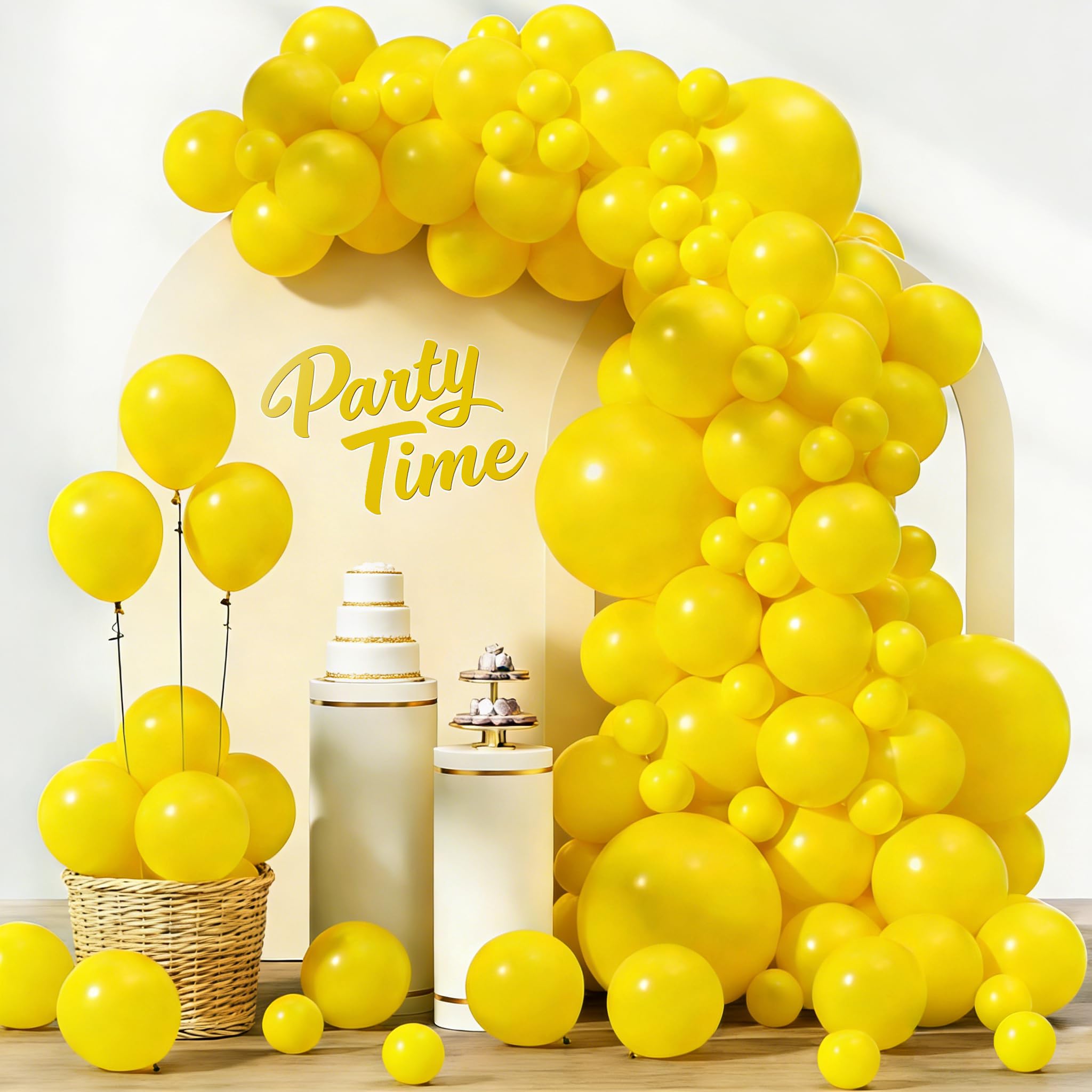 Yellow Balloons, 102pcs Yellow Balloon Arch Kit, Latex Balloons, 18 12 10 5 Inch Different Sizes Balloon Garland, Perfect for Birthday, Baby Shower, Easter, Summer & Garden Party Decorations