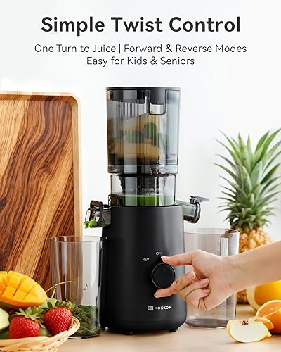 Miniatura 8 de MOKKOM Exprimidor de prensa en frío, máquina extractor de jugo de canal de alimentación grande actualizada, alto rendimiento de jugo, exprimidor de