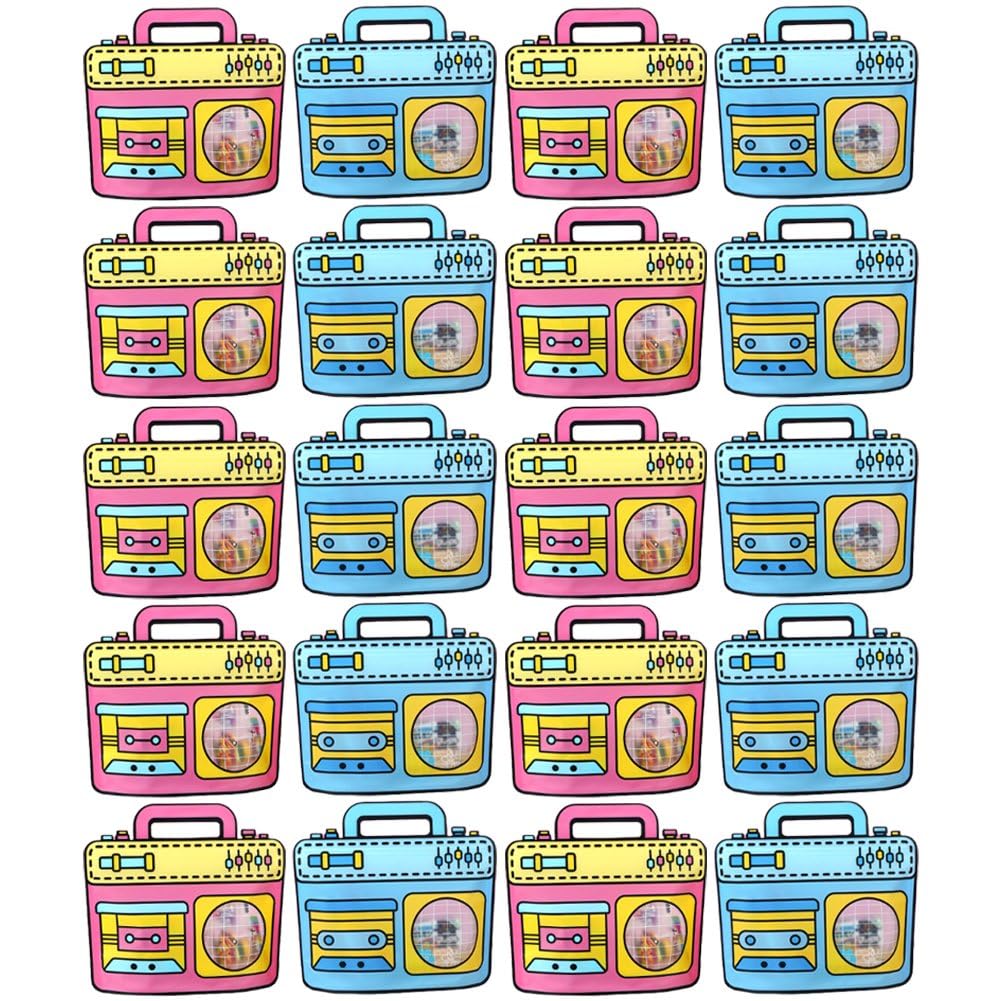 Fituenly 20Pcs Retro Radio Shaped Ziplock Snack Bag, Cute Festival Sealed Handbag for Party Favors Candy Cookie Packaging