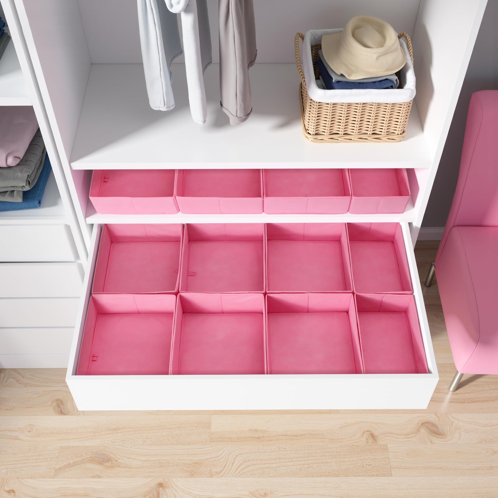 Juego de 16 cajones organizadores compatibles con armario PAX 100 x 58 cm, cajas de tela plegables con base estable para ropa, color gris