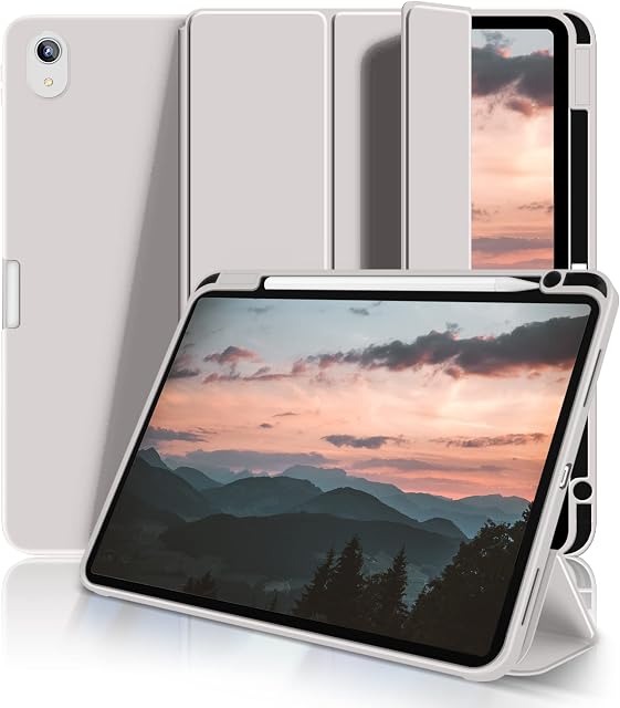 ZOYU Case for 2022 iPad Air 5th Generation 10.9 inch/iPad Air 4th Generation 2020, Trifold Stand Protective Case with Pencil Holder Support 2nd Pencil Charging, Auto Sleep/Wake, for Air 5/4 - Gray