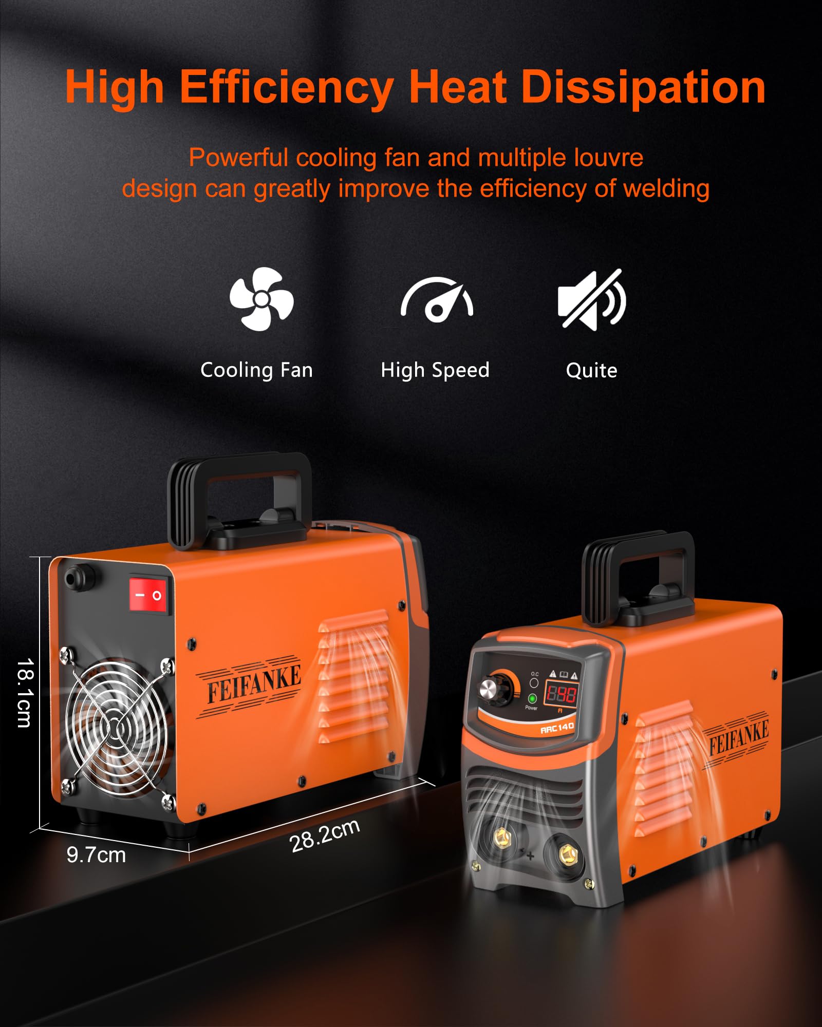 FEIFANKE ARC140 Soldadora Electrodo 140A Maquina de Soldar Compacto MMA/TIG Soldador Inverter con Electrodos IGBT Anti-stick,Hot Start,Anti-Caída,Para 1,6-3,2mm Alambres de Soldadura