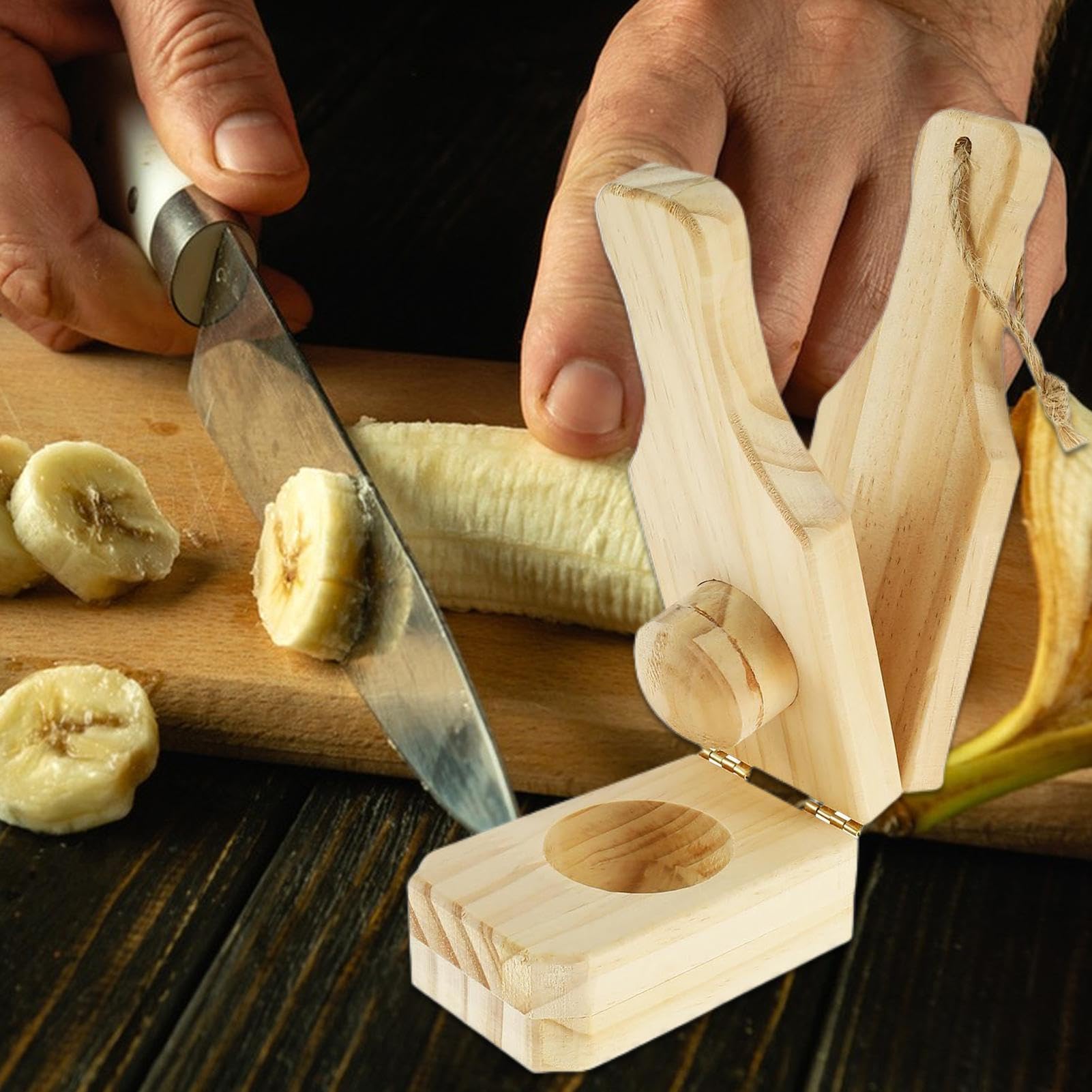 Prensa Para Aplastar Plátanos - Molde De Madera Para Copas De Plátano | Prensador De Tazas De Banana Fritas | Para Cocina Cocción Parrilla Hogar Camping Fiesta Buffet Preparación De Ensaladas