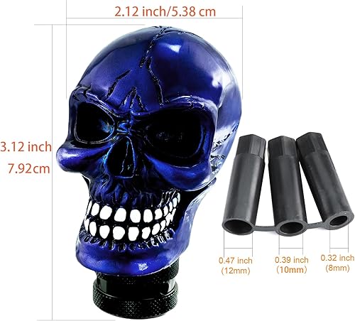 Miniatura 2 de Arenbel Pomos de palanca de cambios de cráneo, mango de palanca de cambios manual para automóvil, se adapta a la mayoría de vehículos manuales de