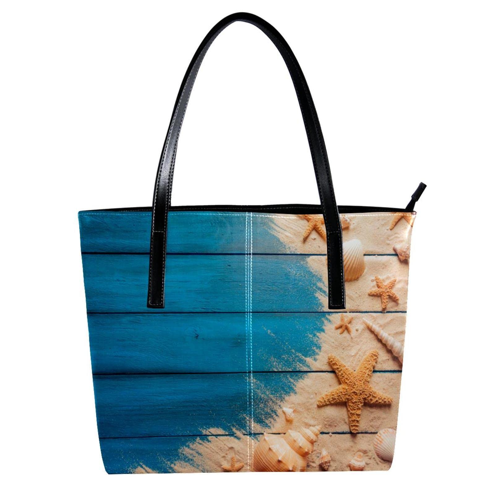 Bolso de mano personalizado con patrón de estrella de mar de piel sintética, Varios colores