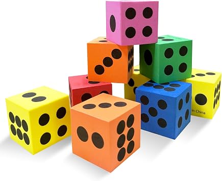 EVA Foam Dices, Colorful Dot Foam Dice for Kids, Building Toys,Educational Toys, Party Supplies, 6 Colors, 24 Pcs