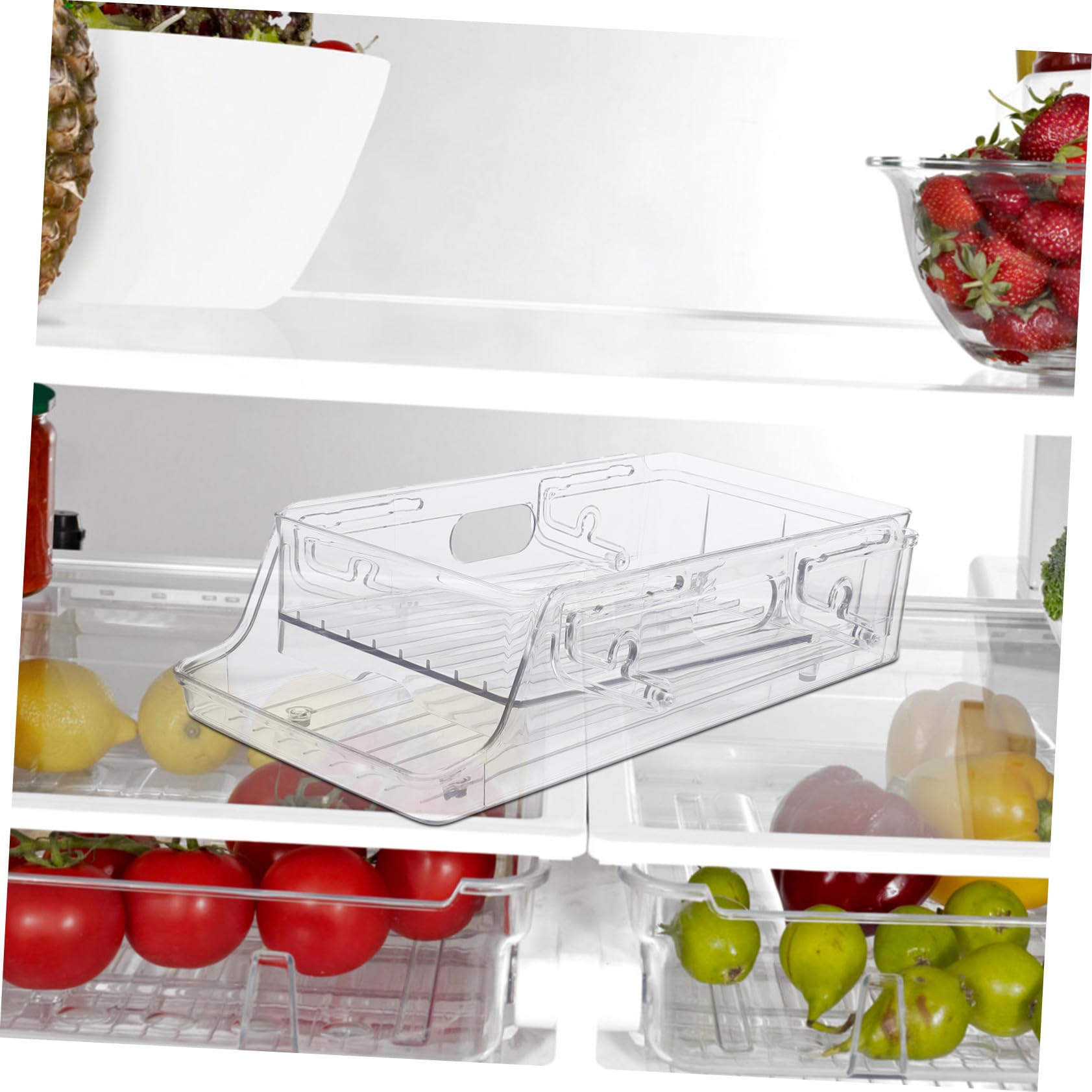 Organizer Frigorifero Trasparente con Dispenser Rotante per Lattine Contenitore Bevande Versatile Cucina e Ufficio