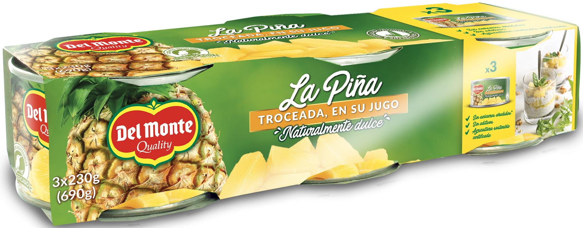Del Monte Cluster Piña Troceada, 690g
