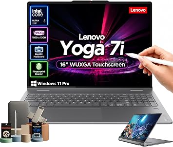 Lenovo Yoga 7i 2-in-1 Touchscreen AI Laptop, 16" WUXGA, 16GB RAM, 512GB SSD, Intel Ultra 5 226V, Copilot+ PC with 40 Tops NPU, Backlit KB, Fingerprint, Wi-Fi 7, Thunderbolt 4, Windows 11 Pro