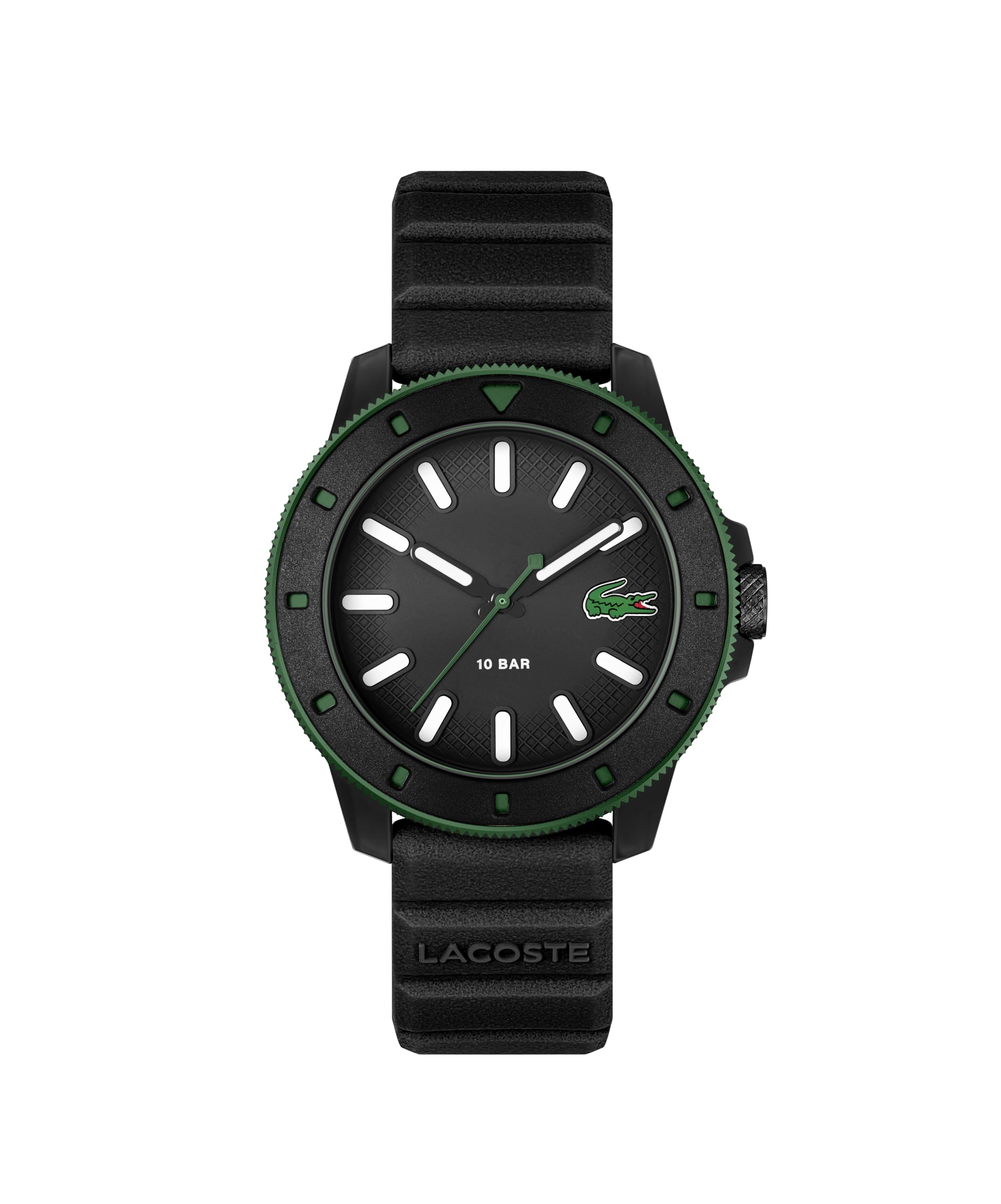 Lacoste Three Hand Quartz Movement Watch for Men LACOSTE.12.12 Scuba Collection with Black Silicone Bracelet - 2011412