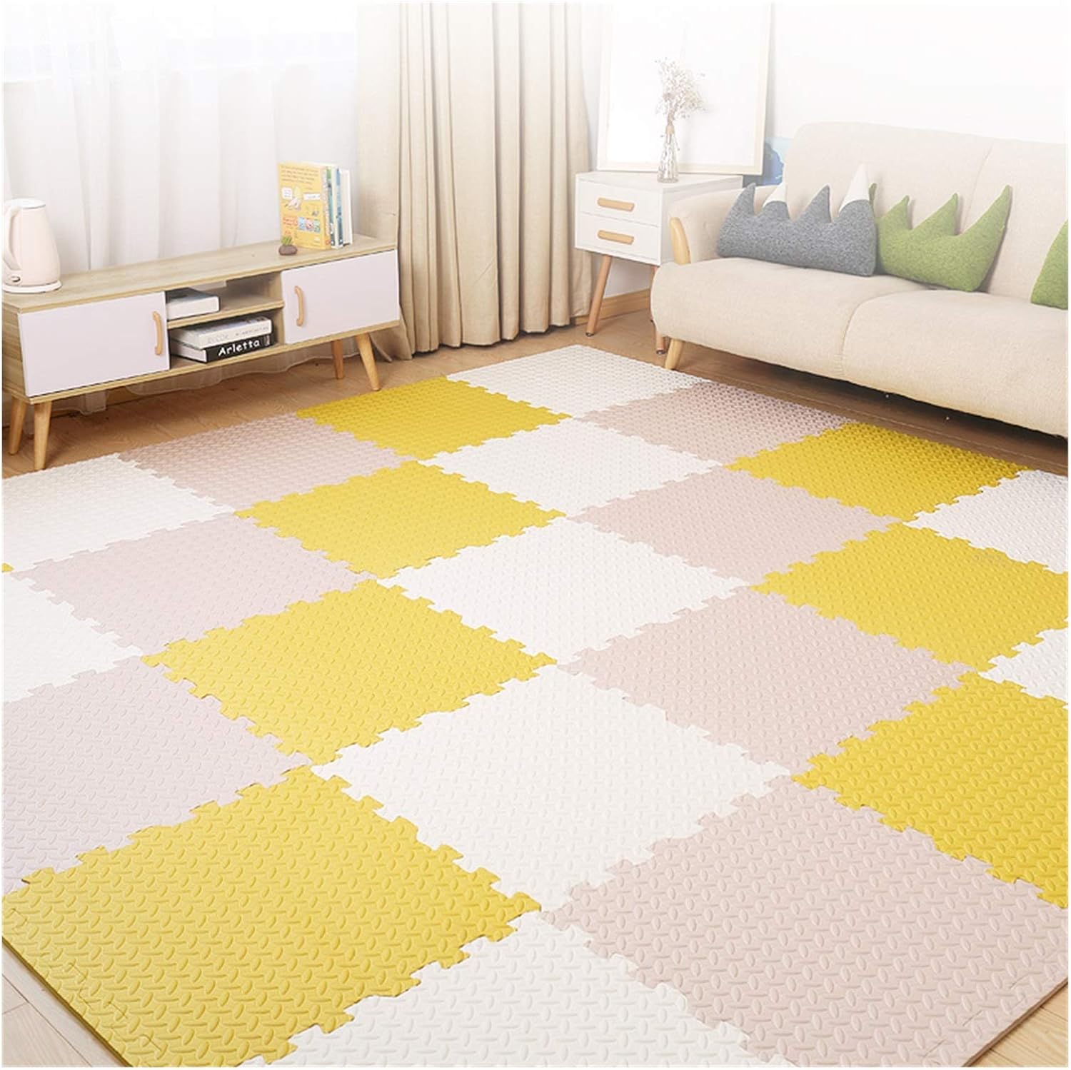 ALGFree Foam Play Mat Tiles Interlocking Floor Mats for Children Baby Kids Activity Playmats Soft EVA, Soft Play Equipment, Multicoloured (Color : A, Size : 60x60x1.2cm-16pcs)