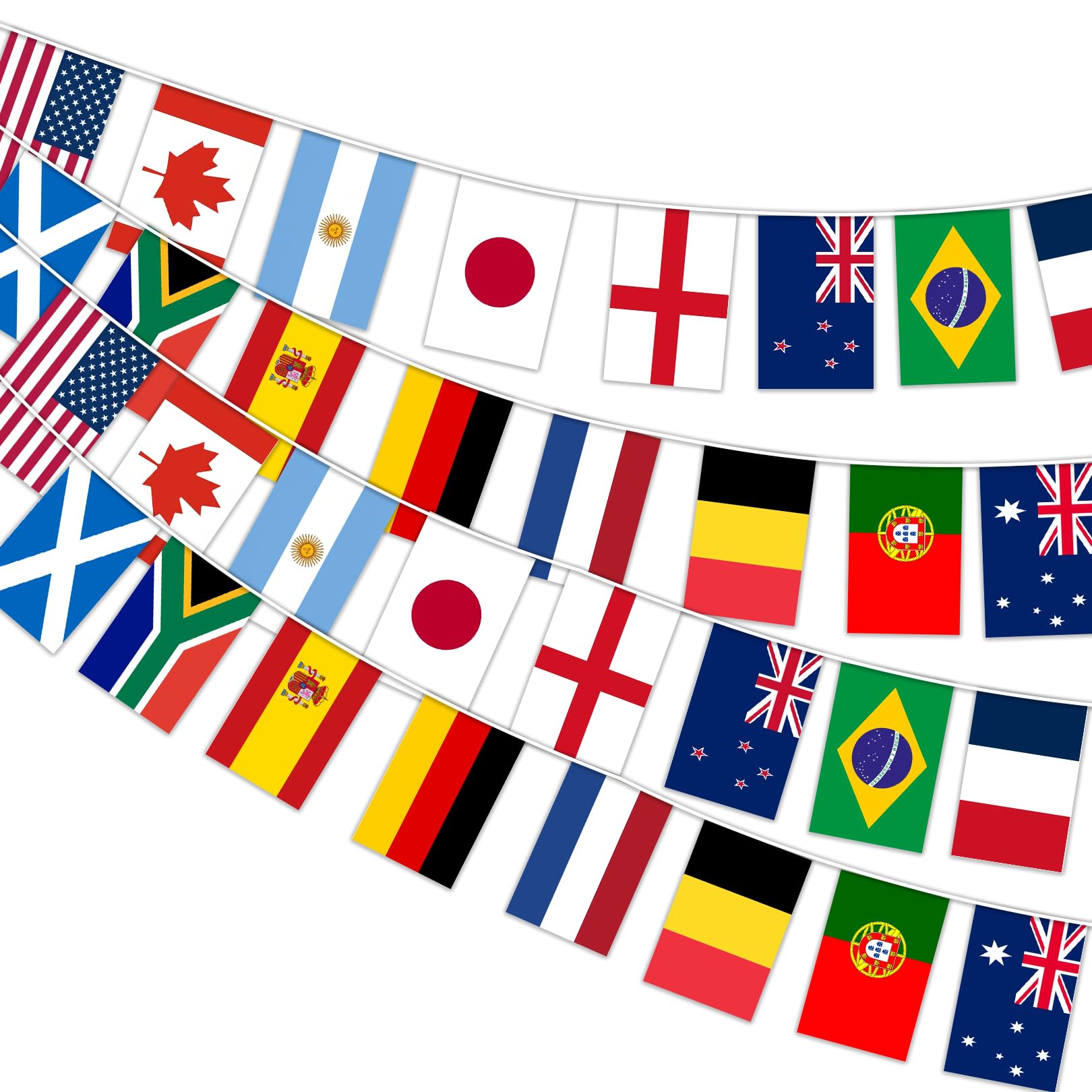 1 Pack World Cup Football 2026 Flags Bunting, 32 Flags 11m, 16 Countries Double Sided Bunting 21x14cm, World Cup Decorations for Home Bar Garden Street Decor