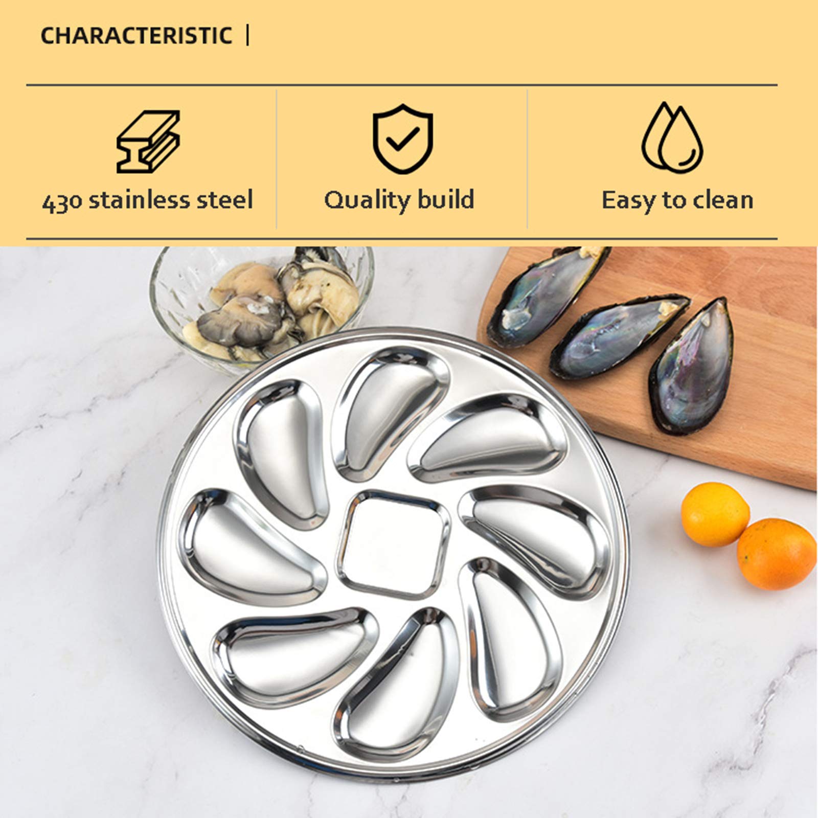Piatti Per Ostriche In Acciaio Inox - 2 Pezzi Con 8 Slot, Design A Conchiglia - Foto 9