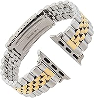 Vista 5 de Gilden Correa de reloj de acero inoxidable extra larga sin expansión 1542-SMART, compatible con Apple Watch