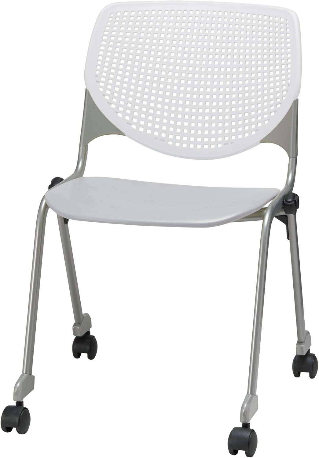 KFI Seating KOOL Poly Stack Perforated, White Back, Peri Blue Seat Barstool