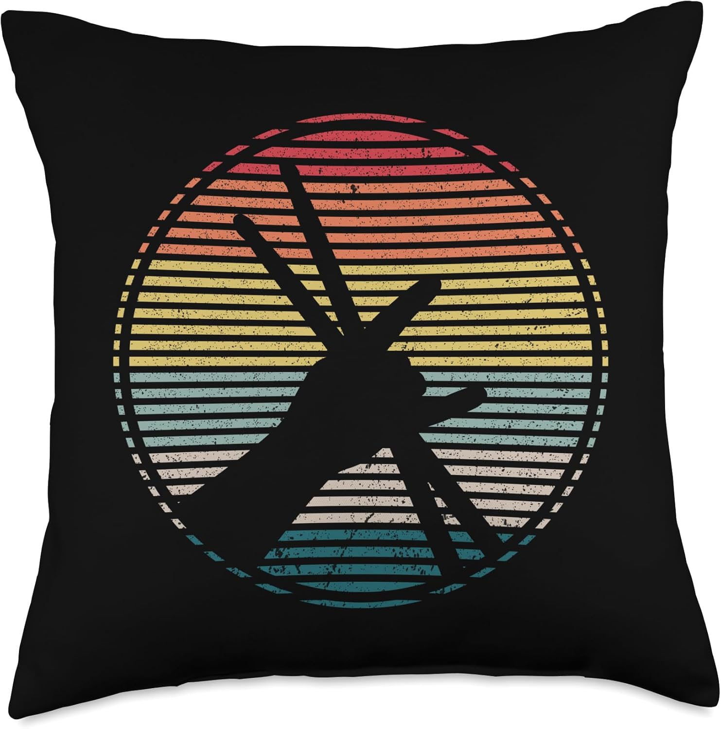 Retro Drum Sticks Art Percussion Drum Player Throw Pillow