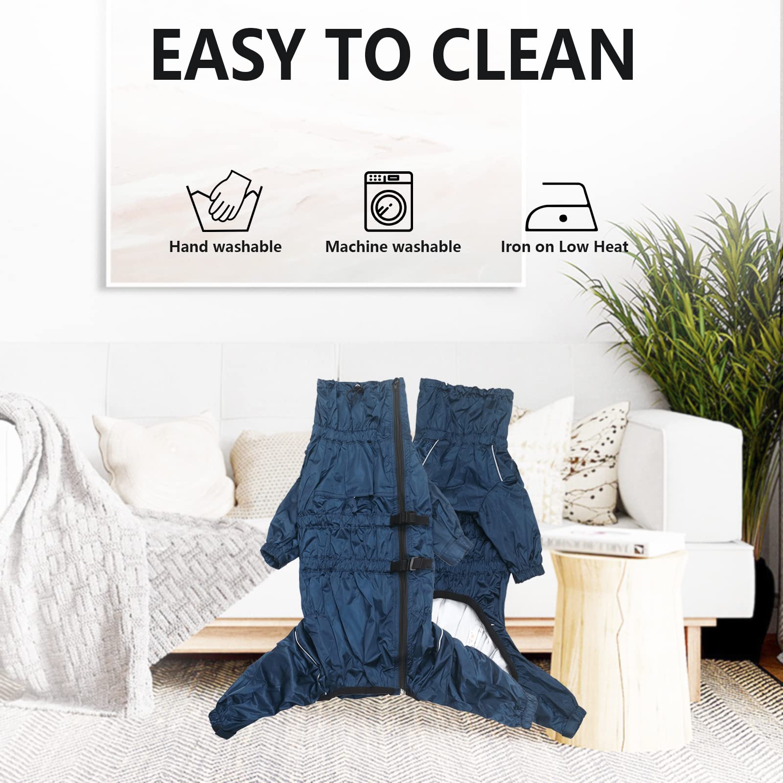MOREZI Chubasquero para Perros de Cuatro Patas, Impermeable y Transpirable, diseño de Cremallera Trasera, con cordón Ajustable, fácil de Poner y Quitar-Azul Navy-XXL