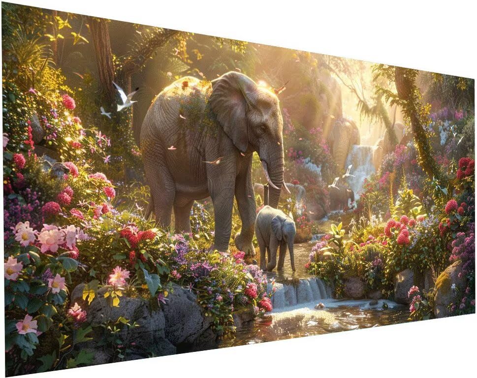Broderie diamant kit complet éléphant pour s'évader chez soi