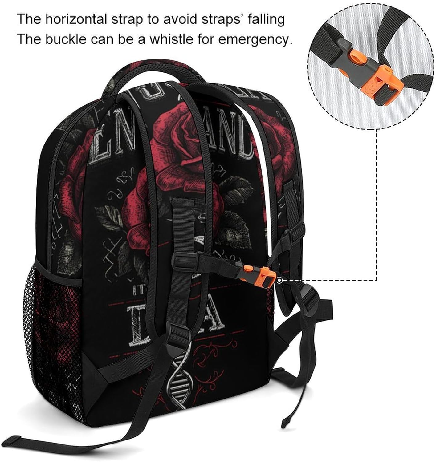 England It's in My DNA Rose Flag Unisex Backpack Casual Daypacks Lightweight Shoulders Bag for Camping Hiking Travel