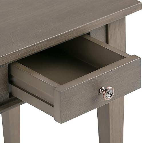 Miniatura 6 de SIMPLIHOME Carlton - Mesa auxiliar cuadrada de transición de madera maciza de 18 pulgadas de ancho, color gris con almacenamiento, 1 cajón, para