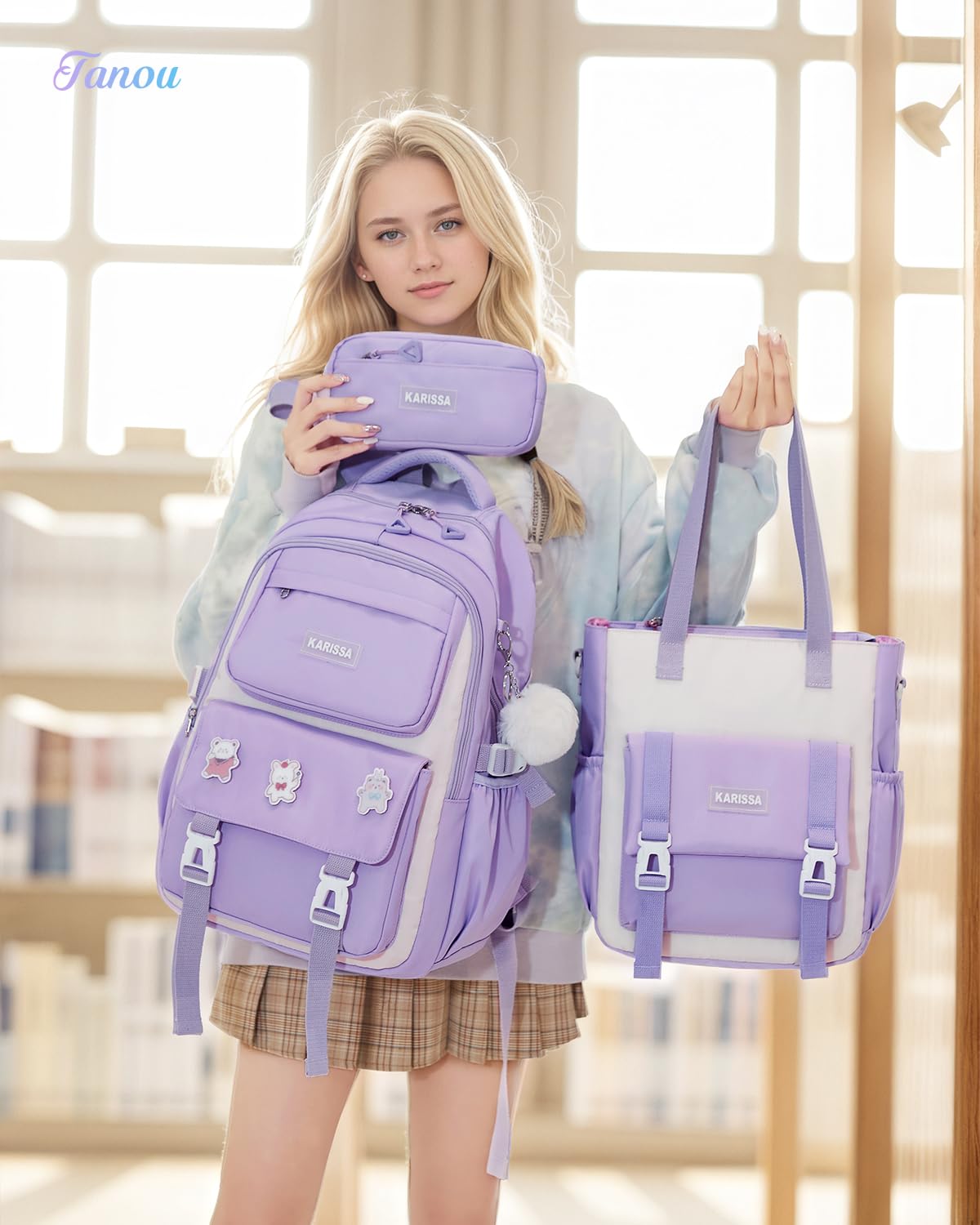 Tanou Mochilas Escolares Niñas, Juego de Mochila Adolescentes Chica