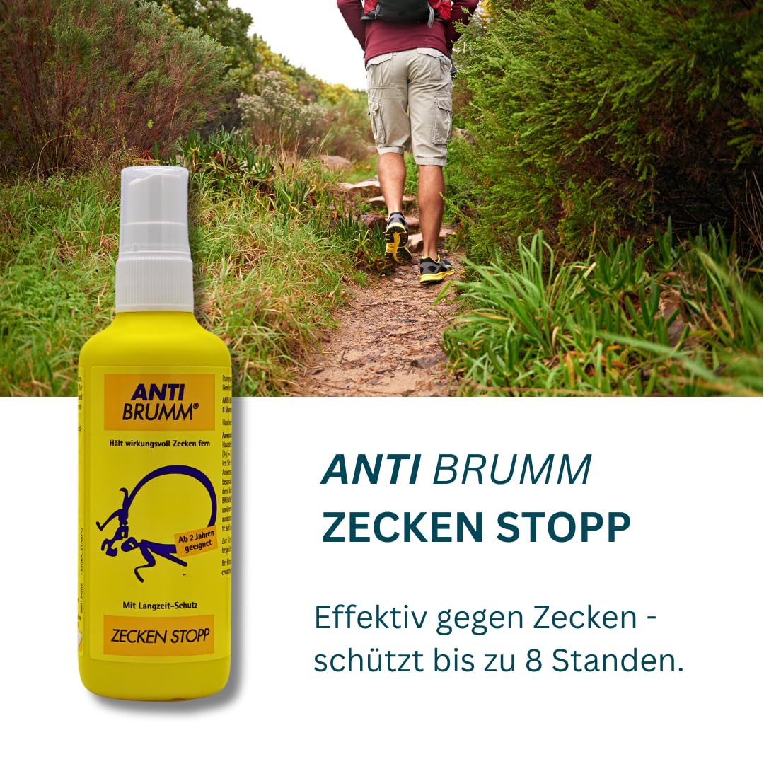 Anti Brumm Zecken Stopp Pumpspray 1x 150 ml I Schutz vor Zecken I Zeckenspray I Icaridin I Für Erwachsene und Kinder ab 2 Jahren I Insekten-Repellent I Spar-Set plus Pharma Perle give-away