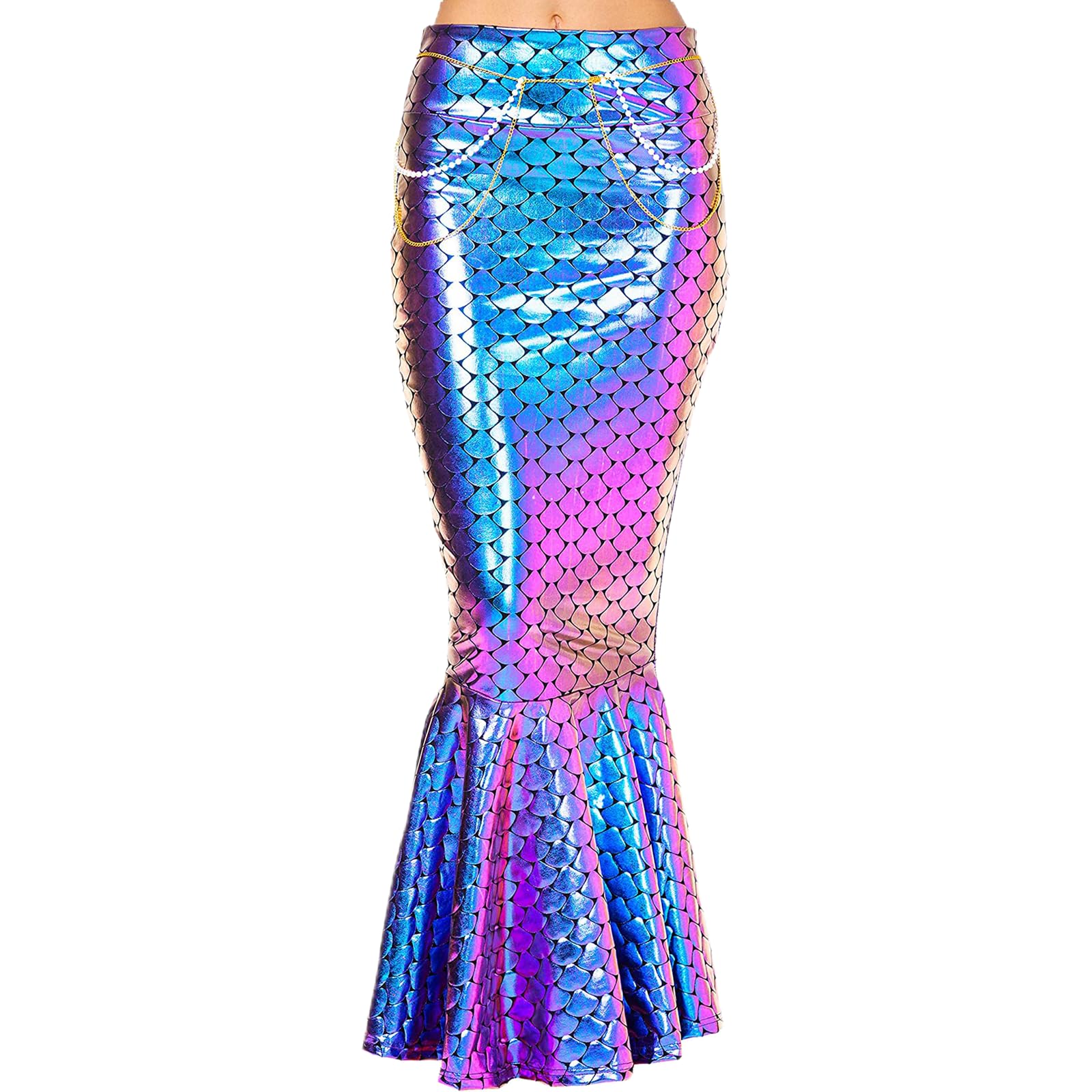 CocMouse Women's Halloween Mermaid Costumes High Waist Bodycon Sequin Maxi Skirt for Cosplay Role-Playing Party Outfits (B-Colorful, S) โ image 1