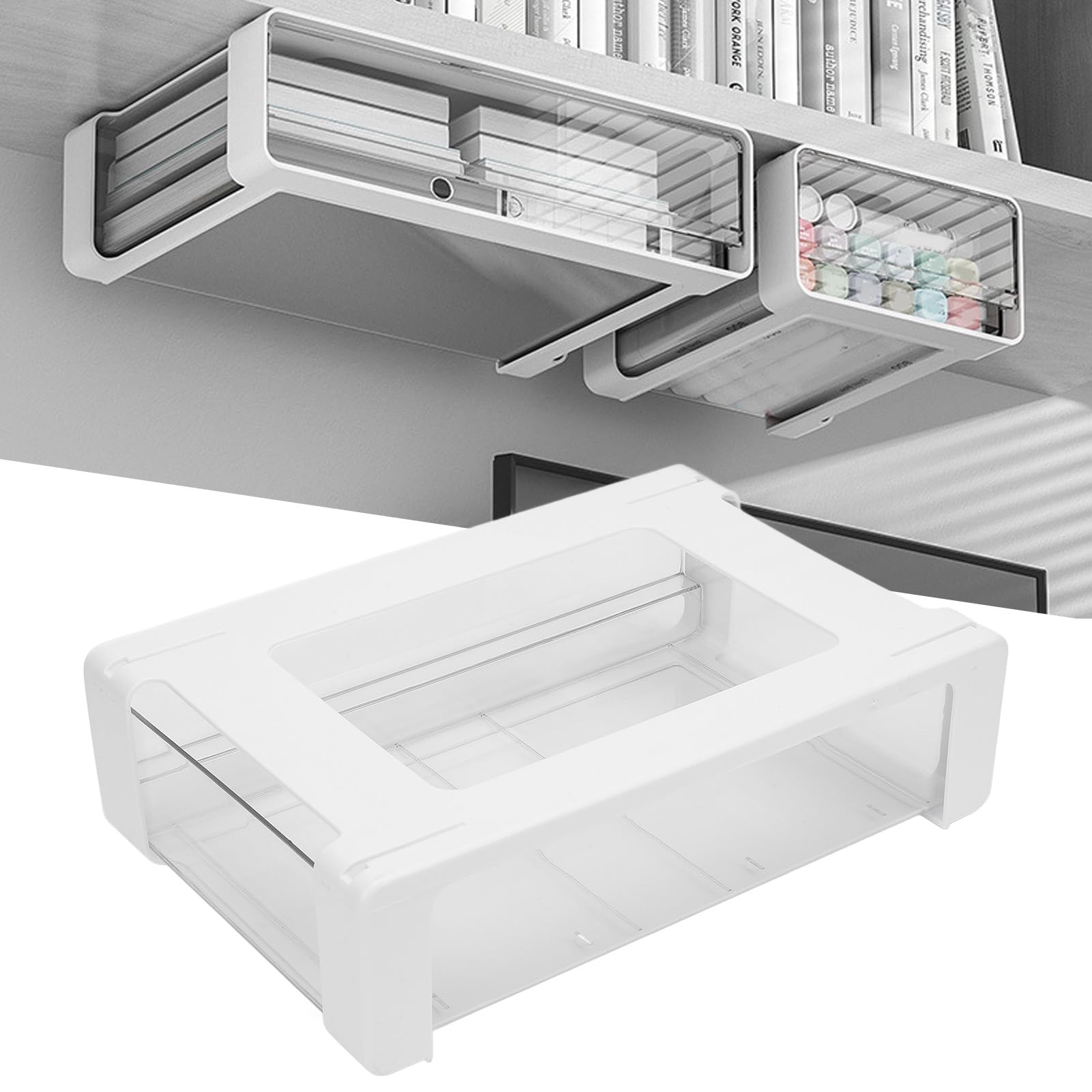 Organizer per cassetti sotto la scrivania, soluzione di archiviazione espandibile, cassetti estraibili di grande capacità per ufficio, casa, camera da letto, spazio di lavoro, massimizza spazio e