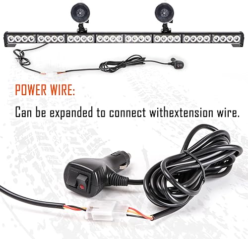 Miniatura 3 de Barra de luz para asesor de tráfico, 35.5 pulgadas, 13 patrones de intermitencia, barra de luz estroboscópica de emergencia, 32 LED de advertencia,