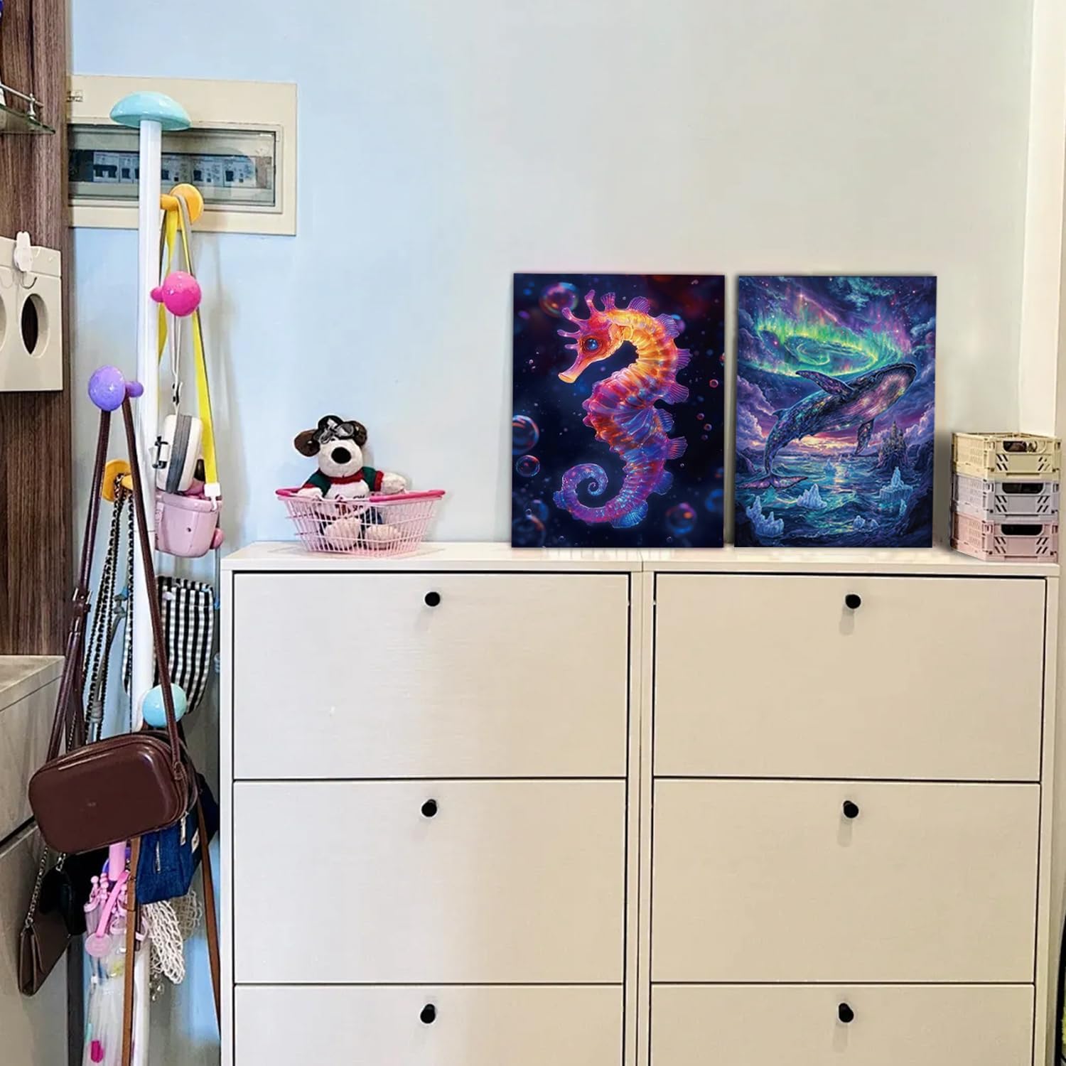 Georgie Porgy Zestaw obrazów do zdrapywania, DIY, dla dzieci i dorosłych, Magic Rainbow A4, papier do zdrapywania, na Boże Narodzenie, prezent urodzinowy, z zestawem narzędzi do zdrapywania, świecące