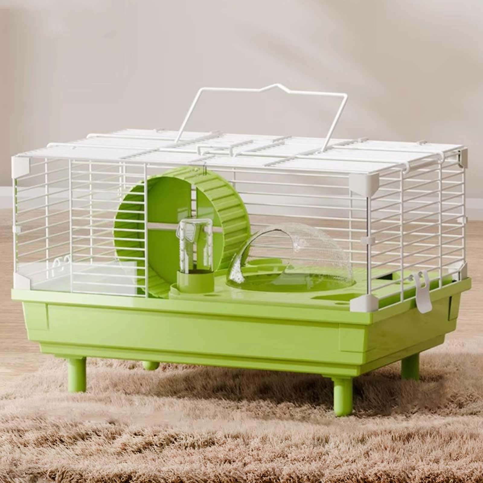 Gabbia Portatile per Criceti, Cage Hamster e Habitat, Gabbia per Ratti con Accessori per Criceti, tra Cui Ciotola per Cibo, Gabbia per Piccoli Animali(Green)