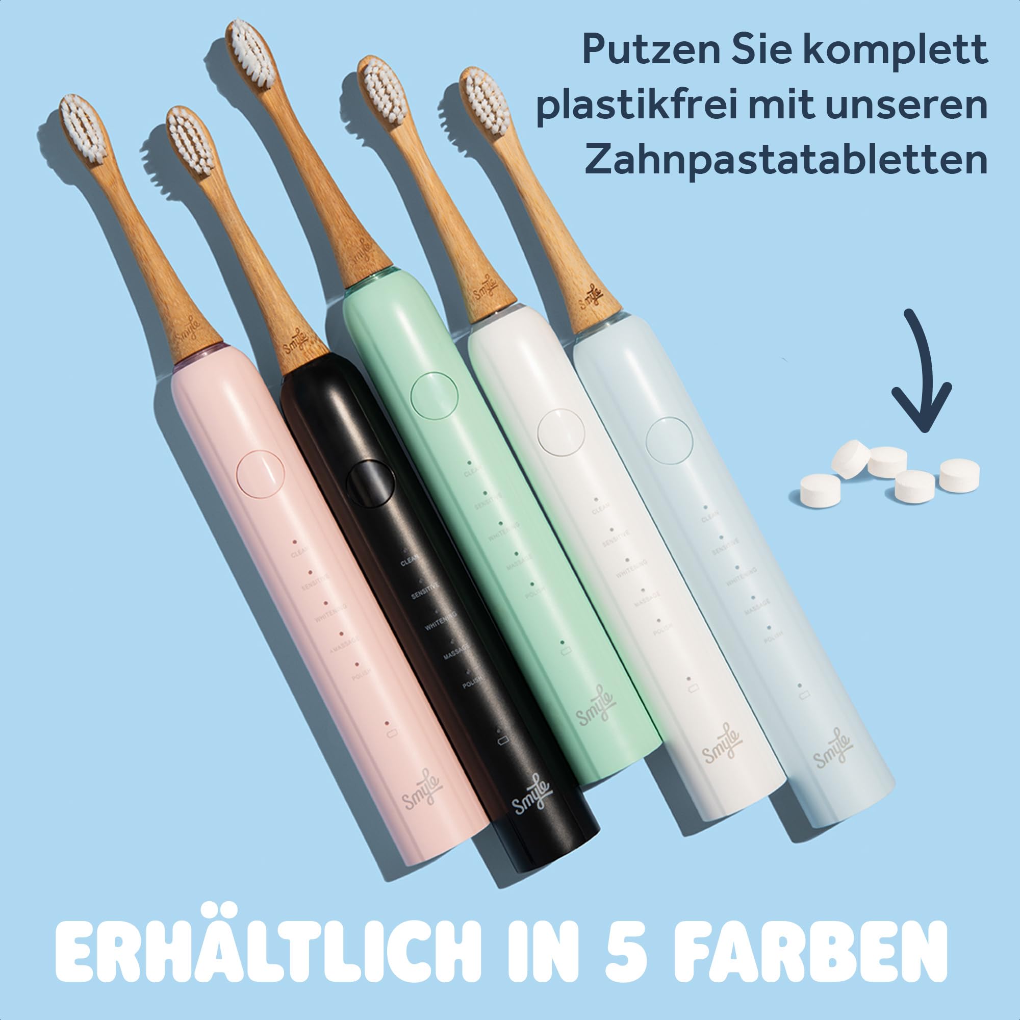 Smyle Zahnbürste - Schwarz Schallzahnbürste – Elektrische Zahnbürste mit 40000 Vibrationen/Min, Sensor & 4 Monate Akkulaufzeit, modernes Design für die tägliche Zahnpflege