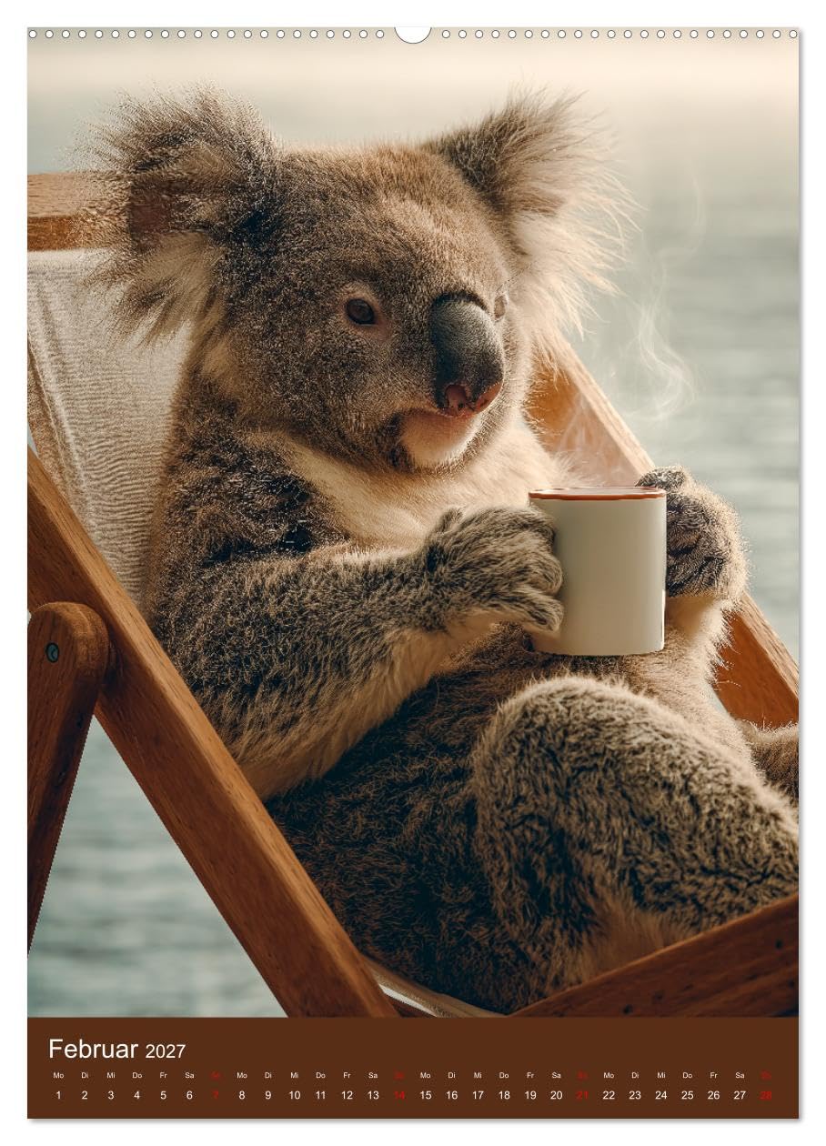 CALVENDO - Workaholic - Mach mal Pause und chill wie ein Koala (hochwertiger Premium Wandkalender 2027 DIN A2 hoch), Kunstdruck in Hochglanz: Lustiger Koala Kalender: Koalas und Koalabären als Beutelt