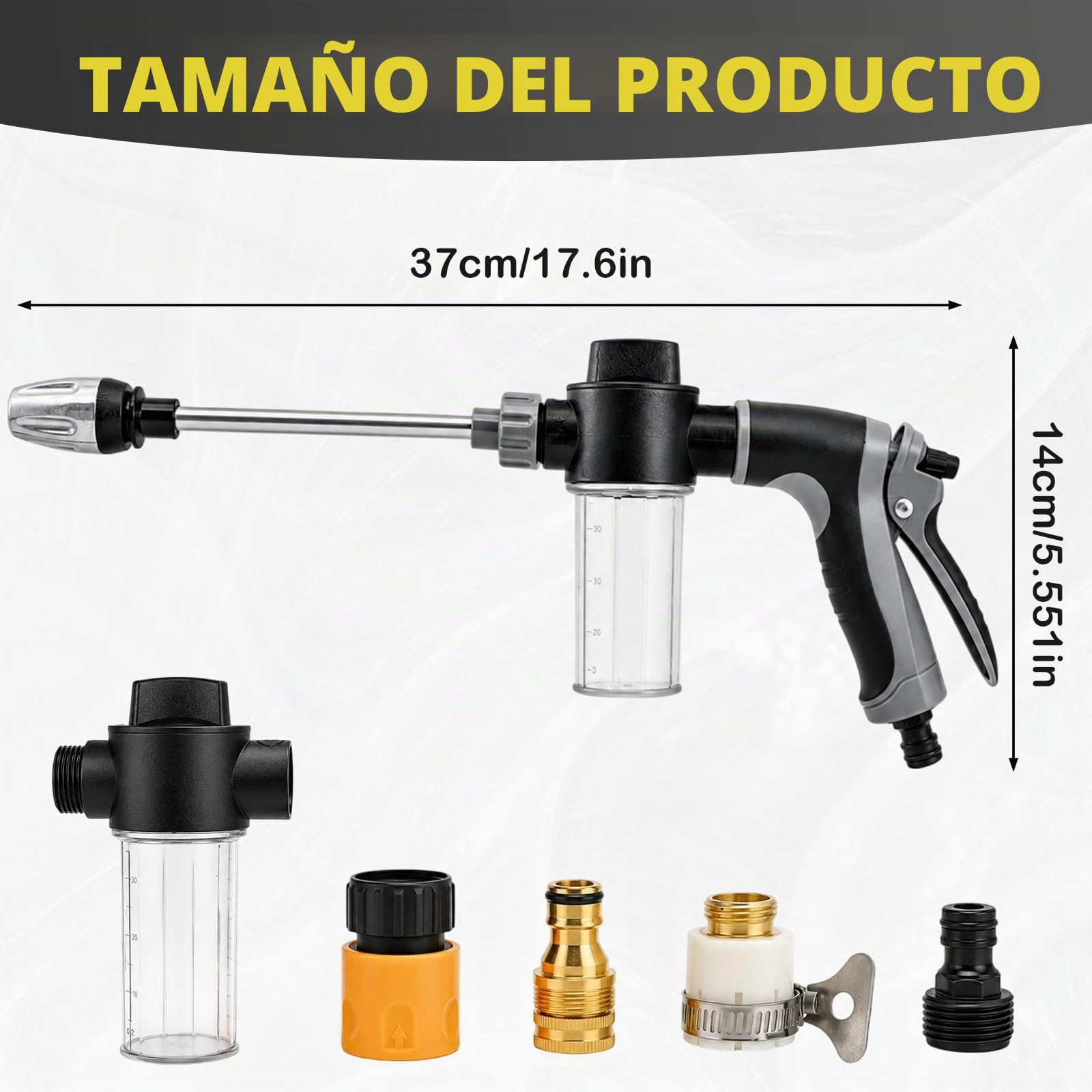 Jetterix Pressure Washer, Pistola de alta presión Power Jet, 3 Modos de pulverización, Pistola De Manguera De Jardín,Potente cañón de Espuma Multifuncional, para riego, Lavado de Coche y Patio