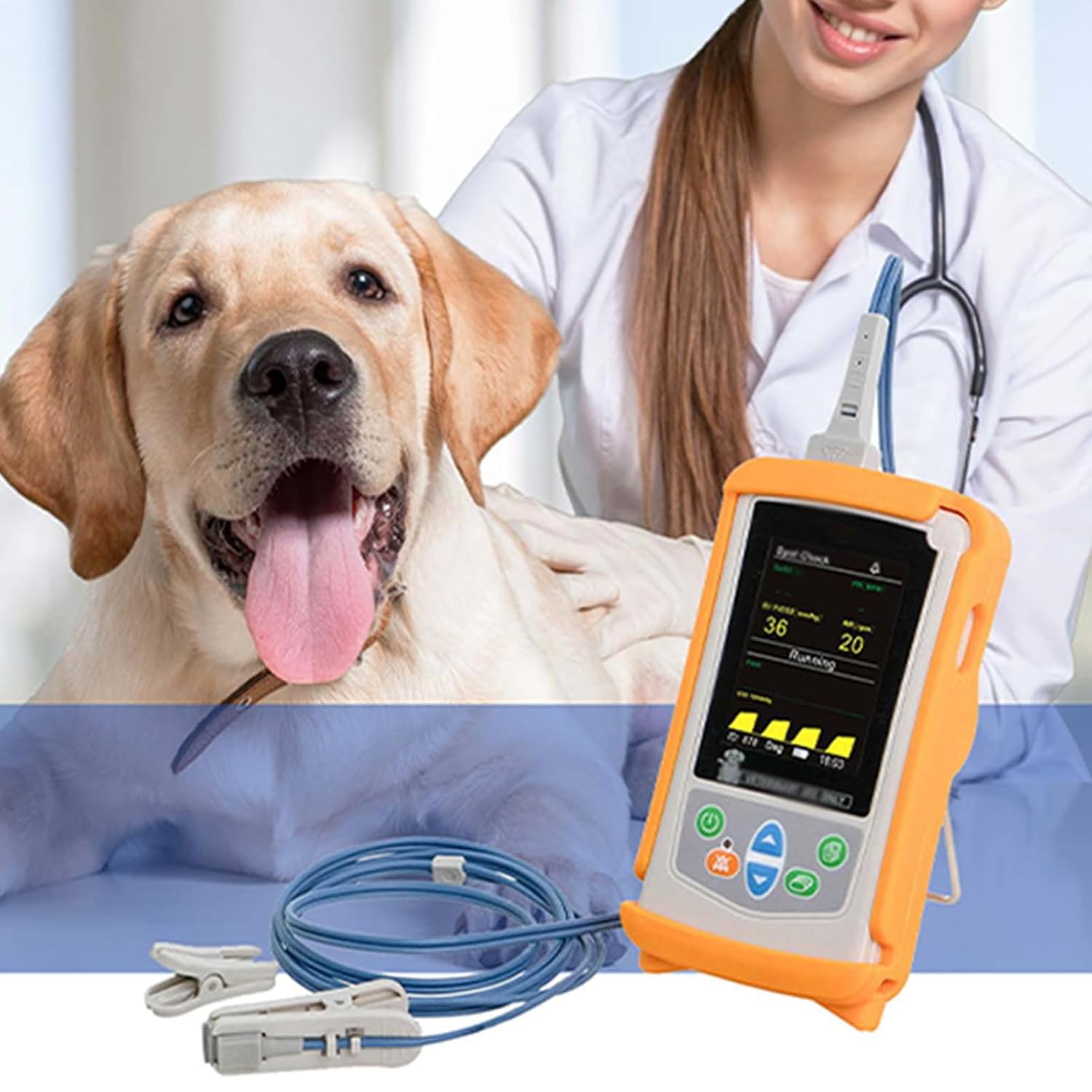 Tragbares Veterinär-Pulsoximeter, Sauerstoffmonitor Für Tiere, SpO2/Pulsfrequenzmonitor Mit Ohr-Zungen-Sensor, 2,8-Zoll-LCD-Bildschirm, Für Katzen, Hunde, Haustierkrankenhaus