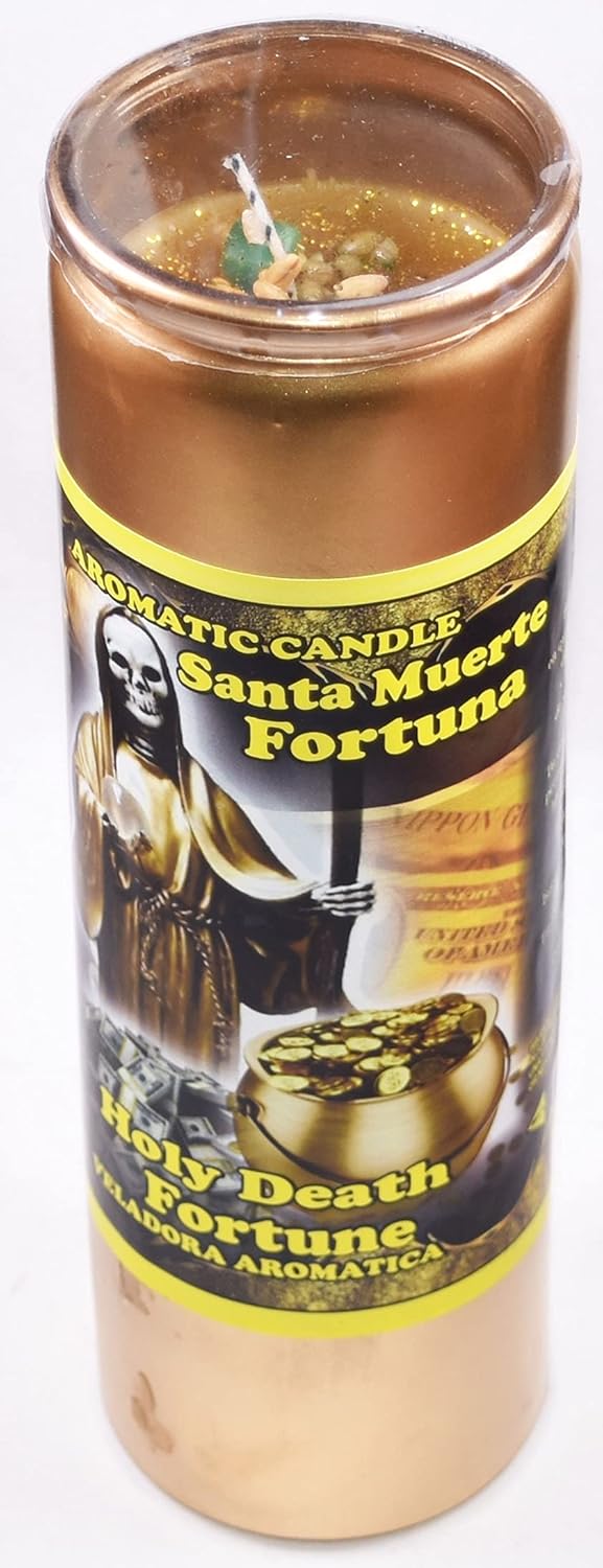 6 Pieces HOLY Death Fortune-Muerte Fortuna ORO Cocktail Candle Aromatic Painted Gold