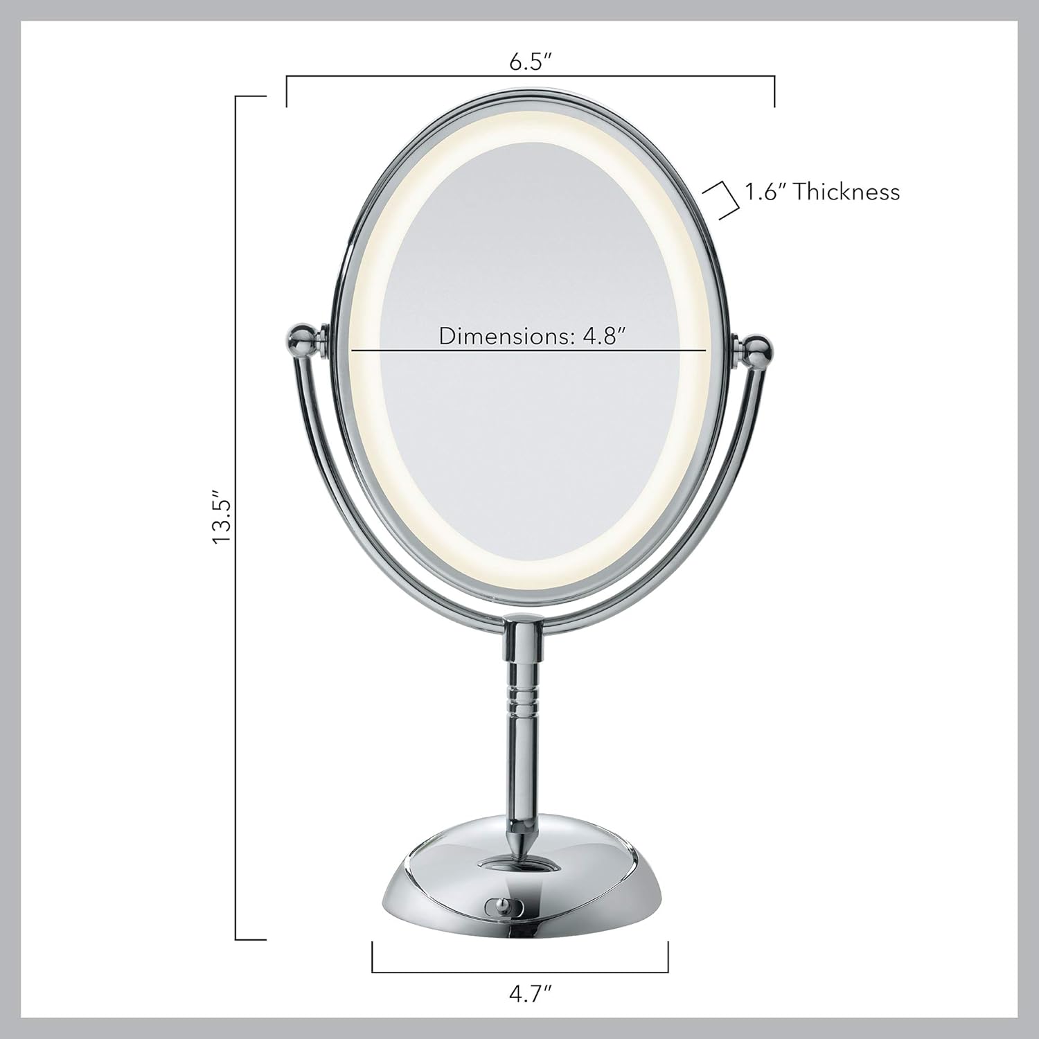 Conair Reflections Double-Sided LED Lighted Vanity Makeup Mirror, 1x/7x magnification, Polished Chrome finish : Personal Makeup Mirrors : Beauty & Personal Care