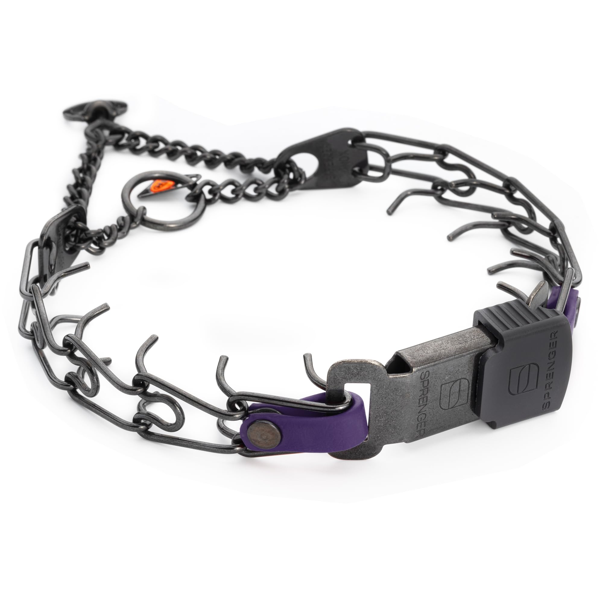 Collier de dressage Herm Sprenger en acier inoxydable violet contre les tractions