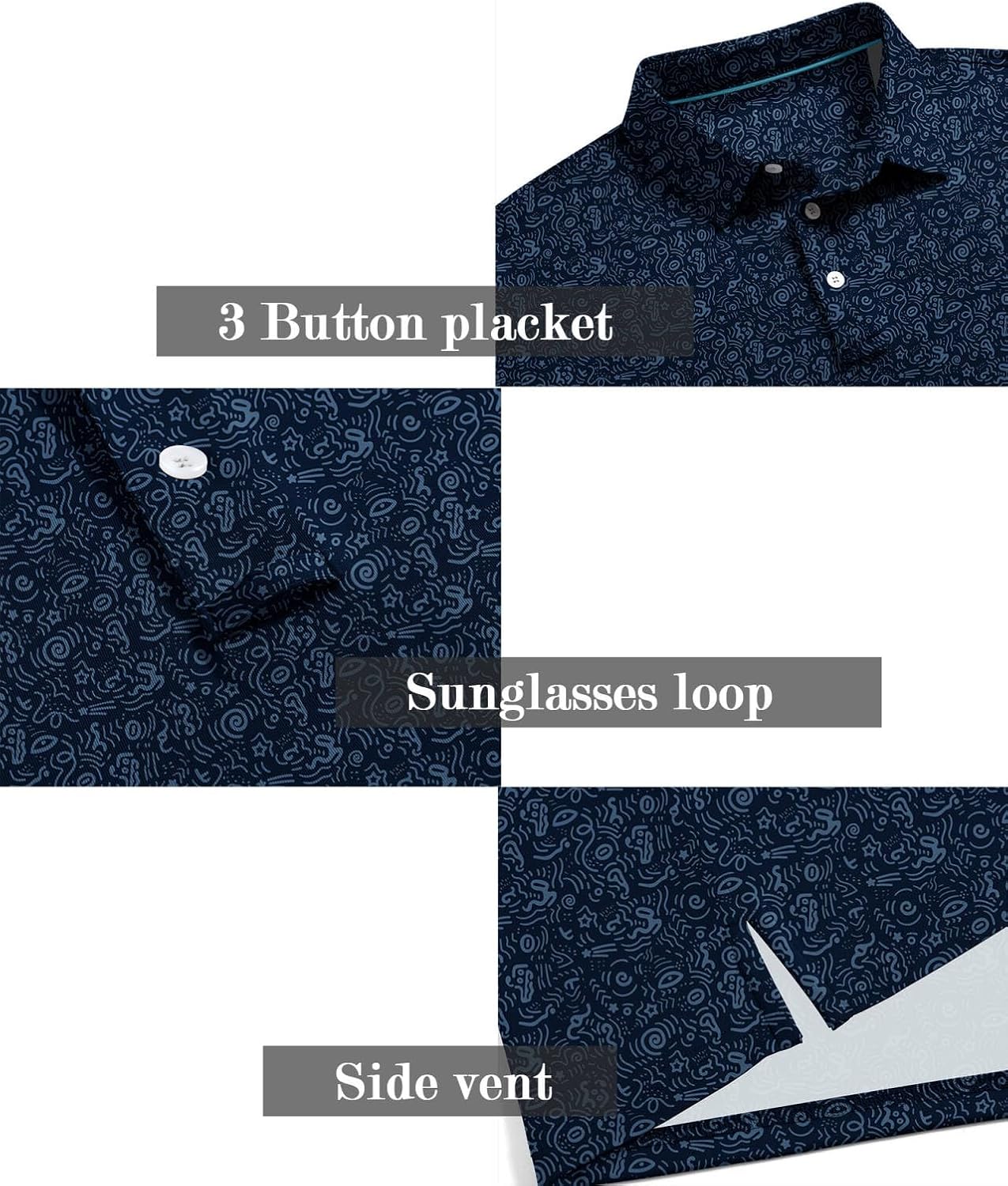 ZITY Men's Golf Shirts Short Sleeve Moisture Wicking Performance Print Patterns Casual Collared Golf Polo Shirt for Men - Image 4