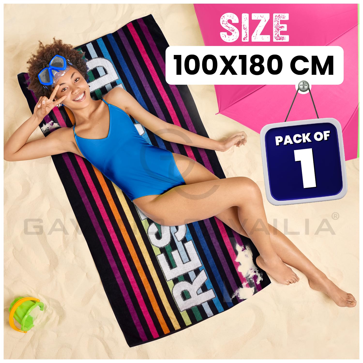 GC GAVENO CAVAILIA Pack of 1, Beach Towels for Adult Men,Women & Kids, Lightweight & Super Absorbent Quick Dry Towels - Image 4