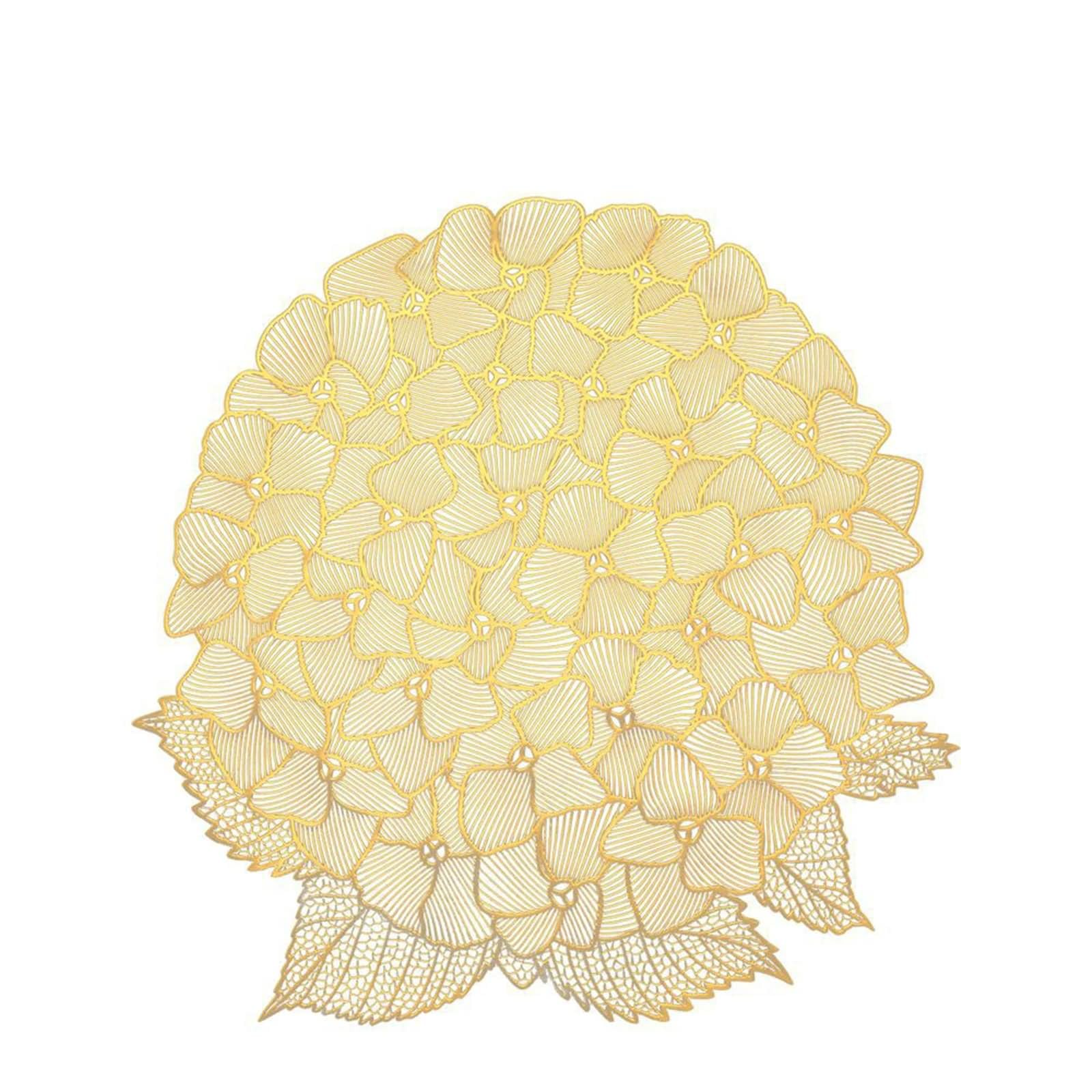 Juego de 10 salvamanteles dorados, manteles individuales de desayuno PVC 38 cm hojas en forma de para mesa de cocina y sala